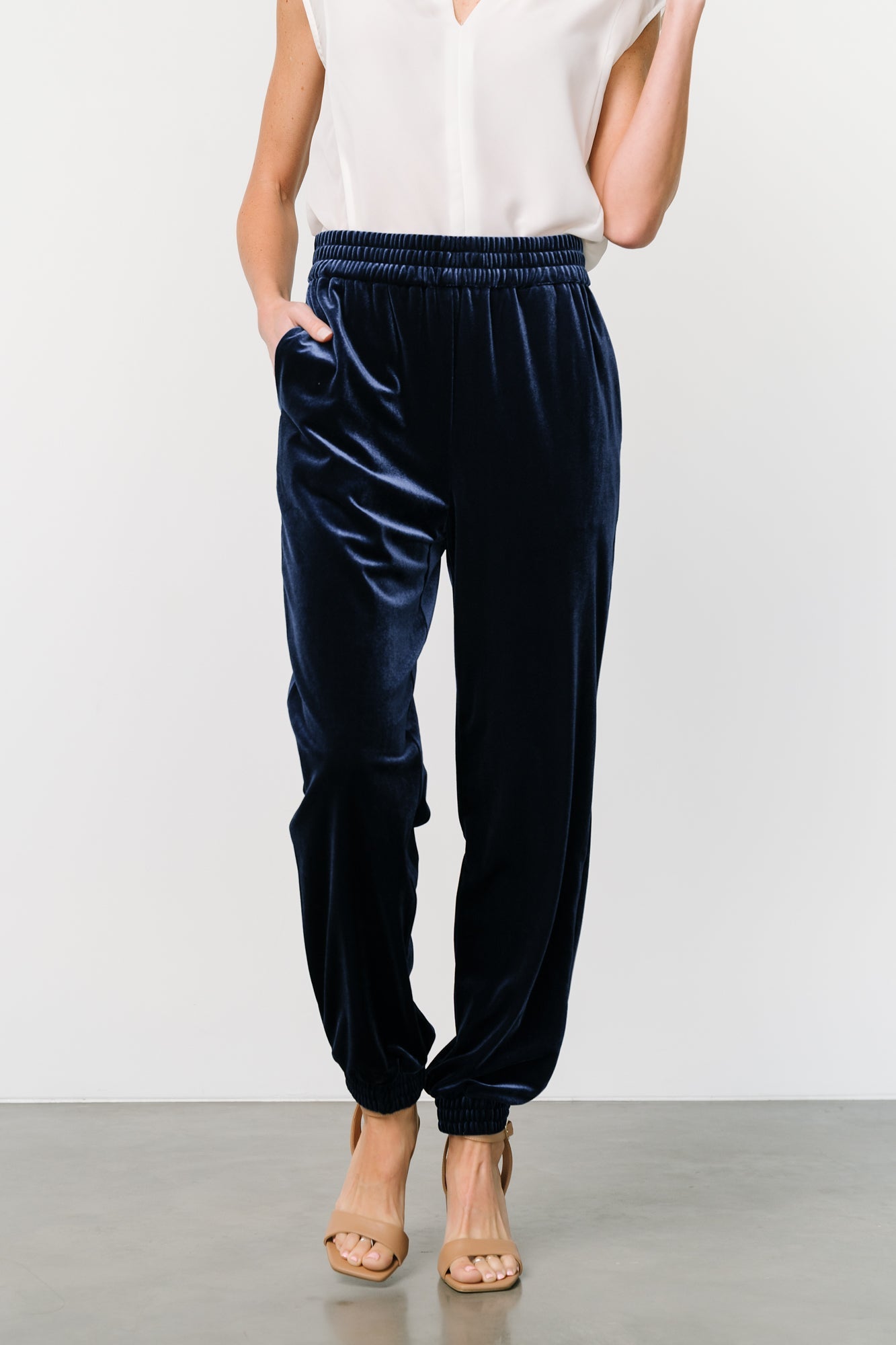 Baltic Born Archie Velvet Jogger Pants in Peacock Blue