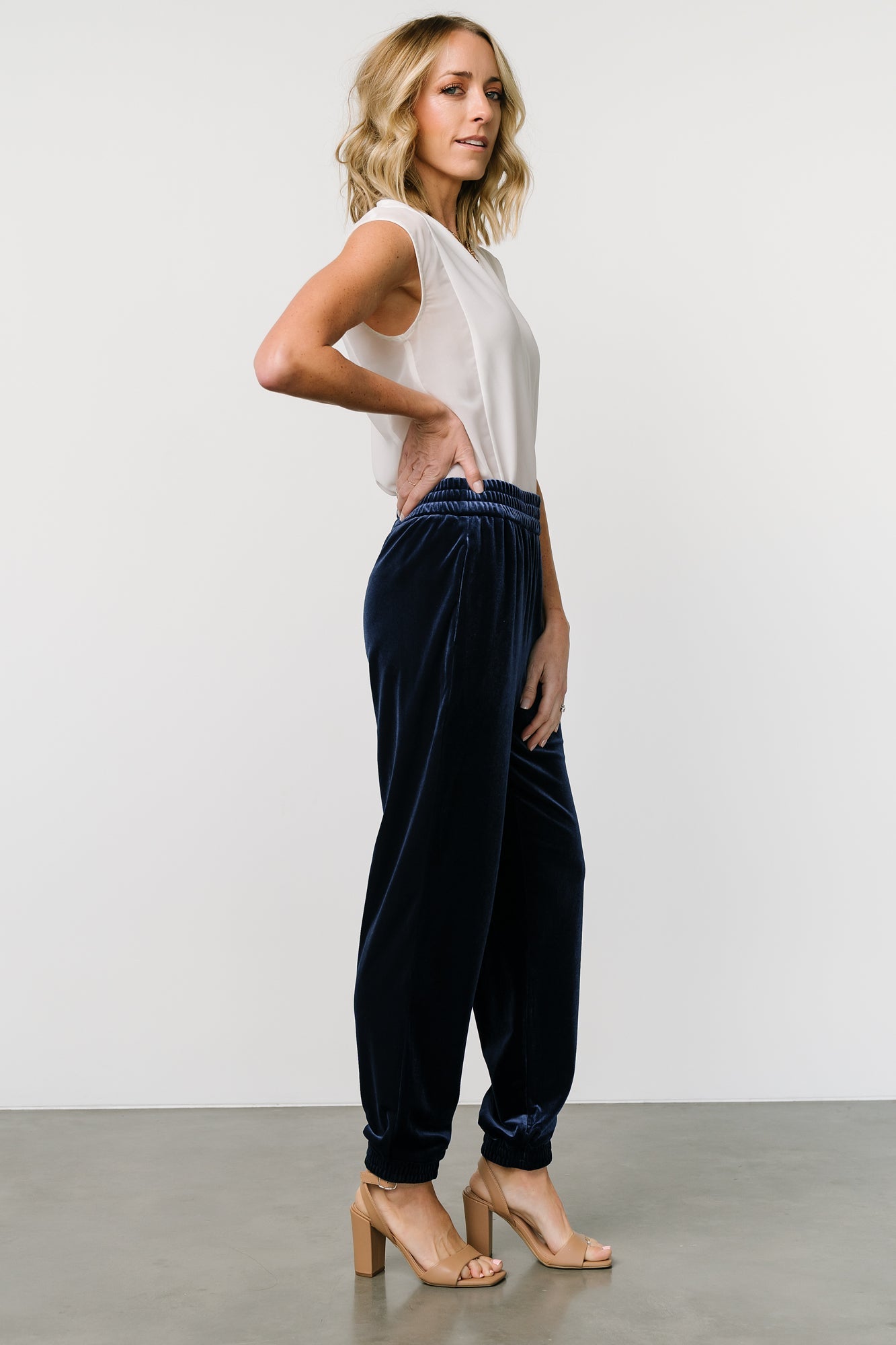 Baltic Born Archie Velvet Jogger Pants in Peacock Blue