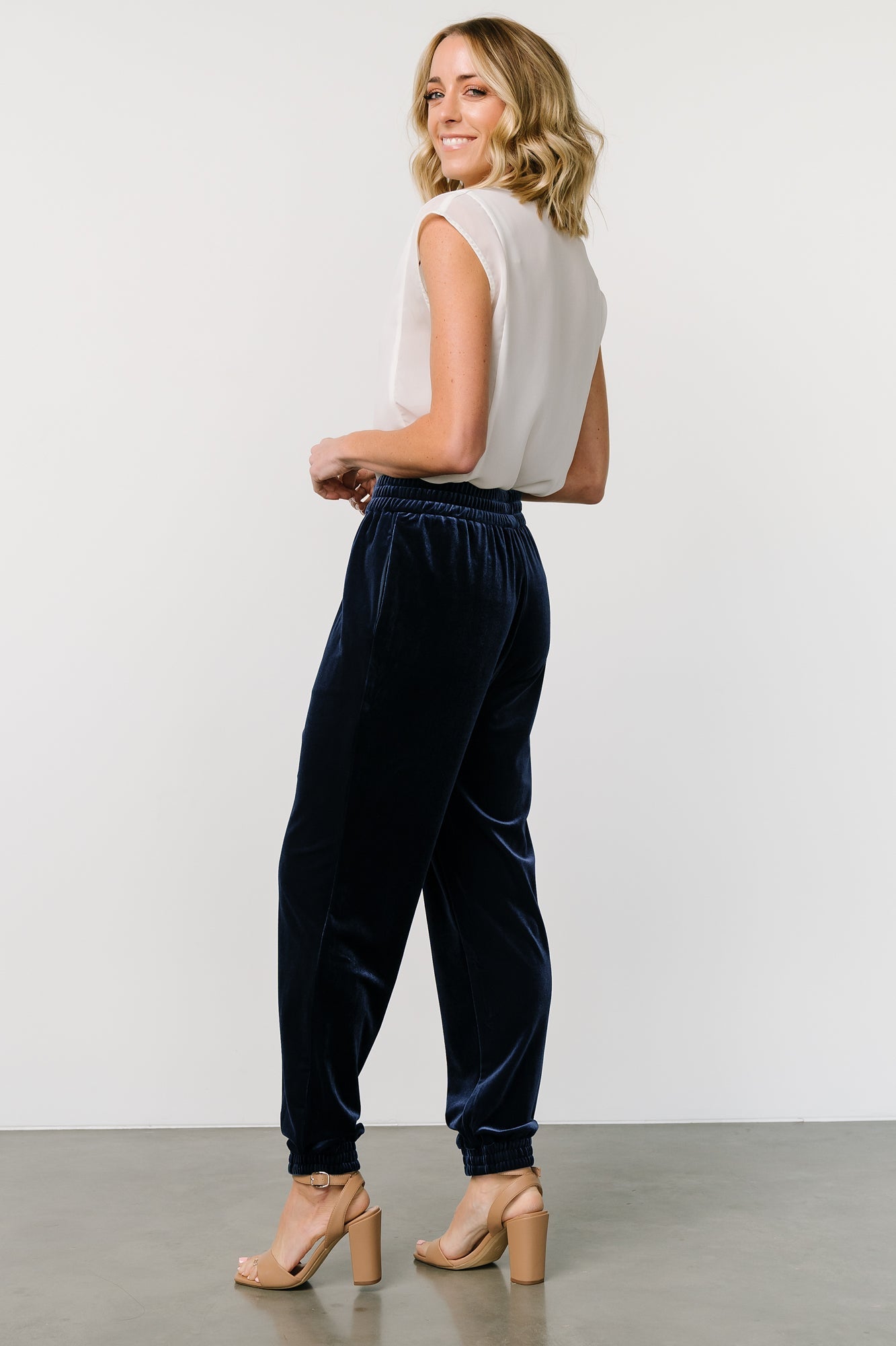 Baltic Born Archie Velvet Jogger Pants in Peacock Blue