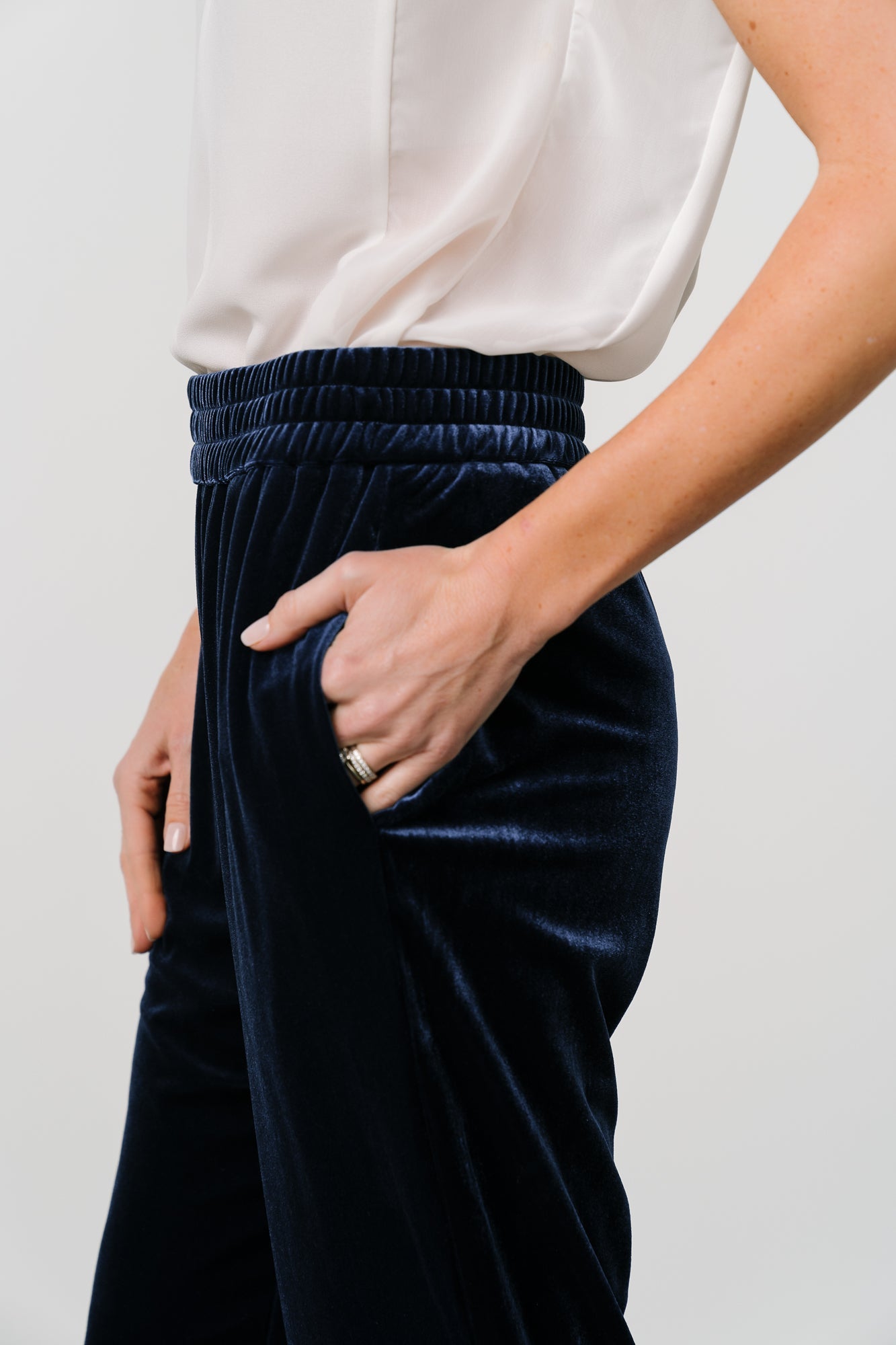 Baltic Born Archie Velvet Jogger Pants in Peacock Blue