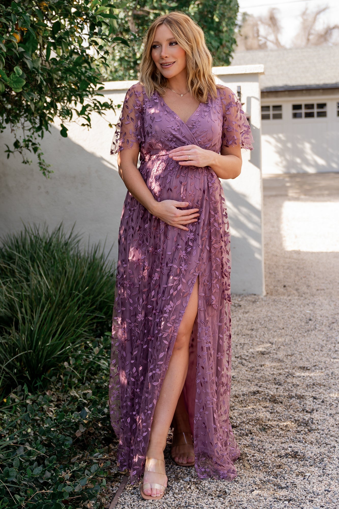 Baltic Born Lavender Embossed Maxi Dress for Women
