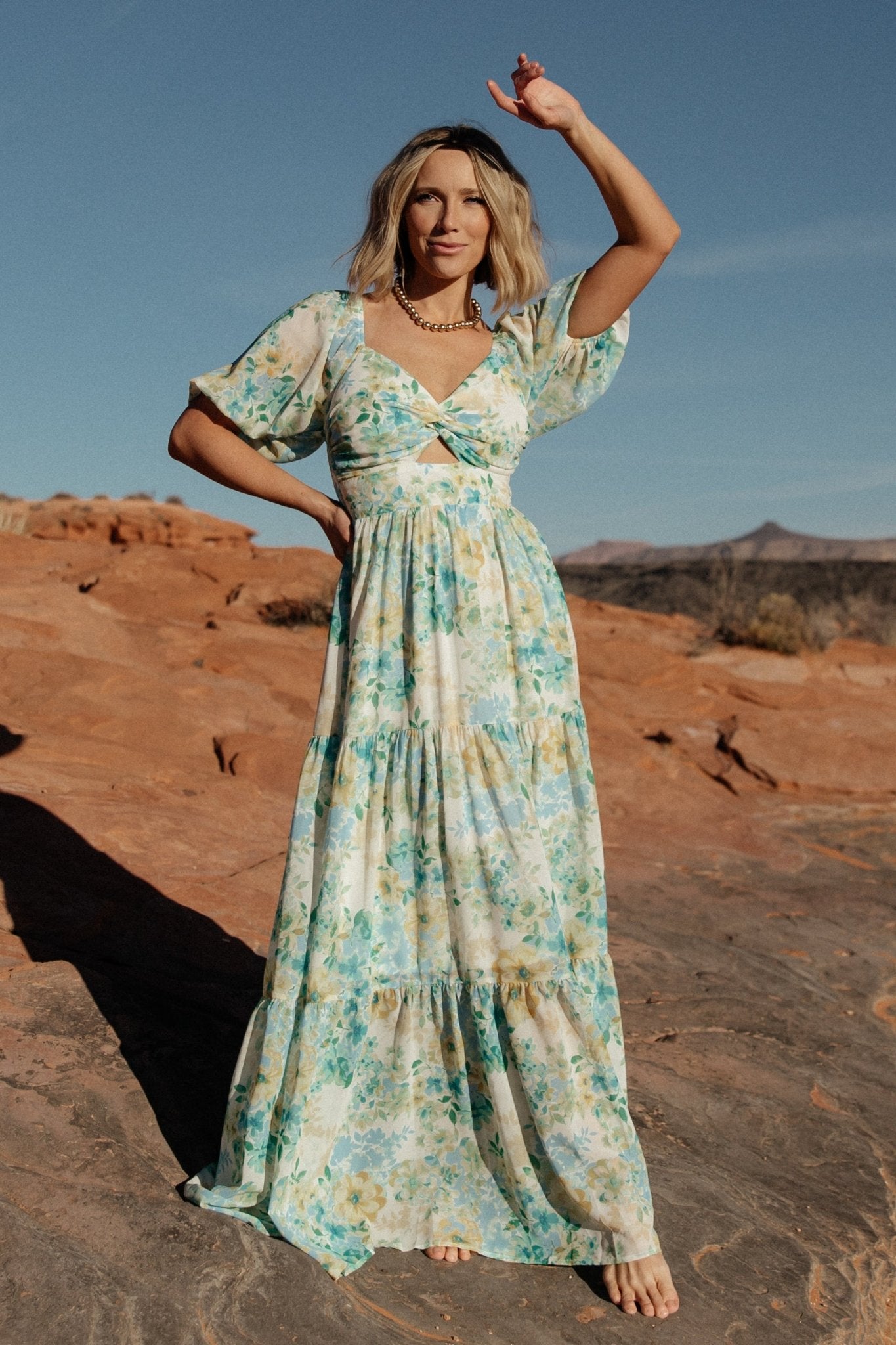 Baltic Born Floral Chiffon Maxi Dress with Sweetheart Neckline