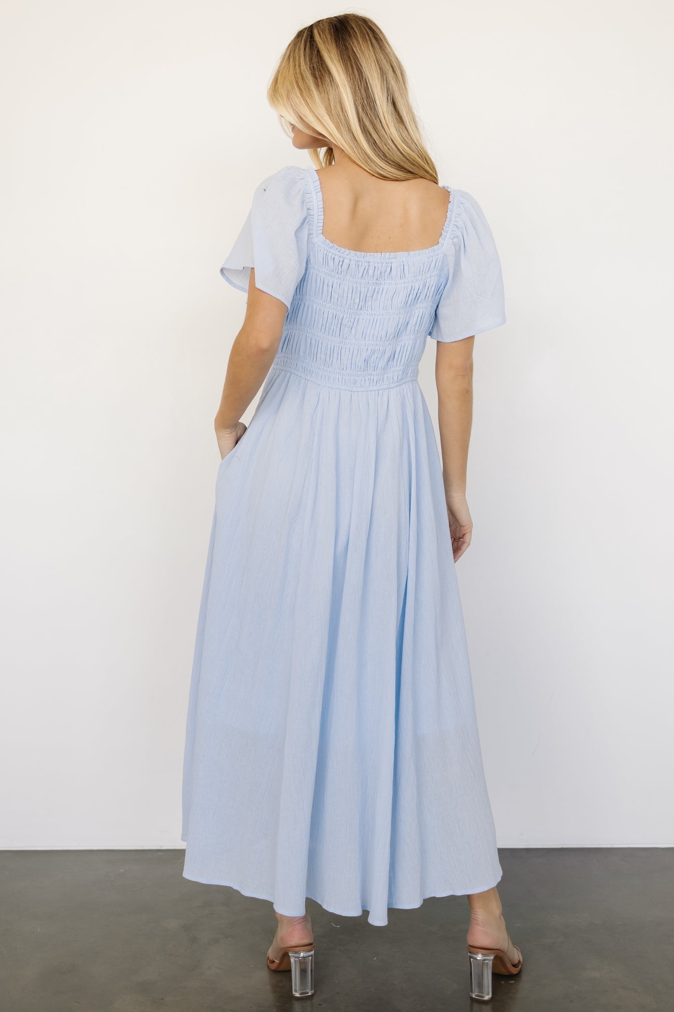 Light Blue McKay Maxi Dress with Pockets & Nursing Friendly