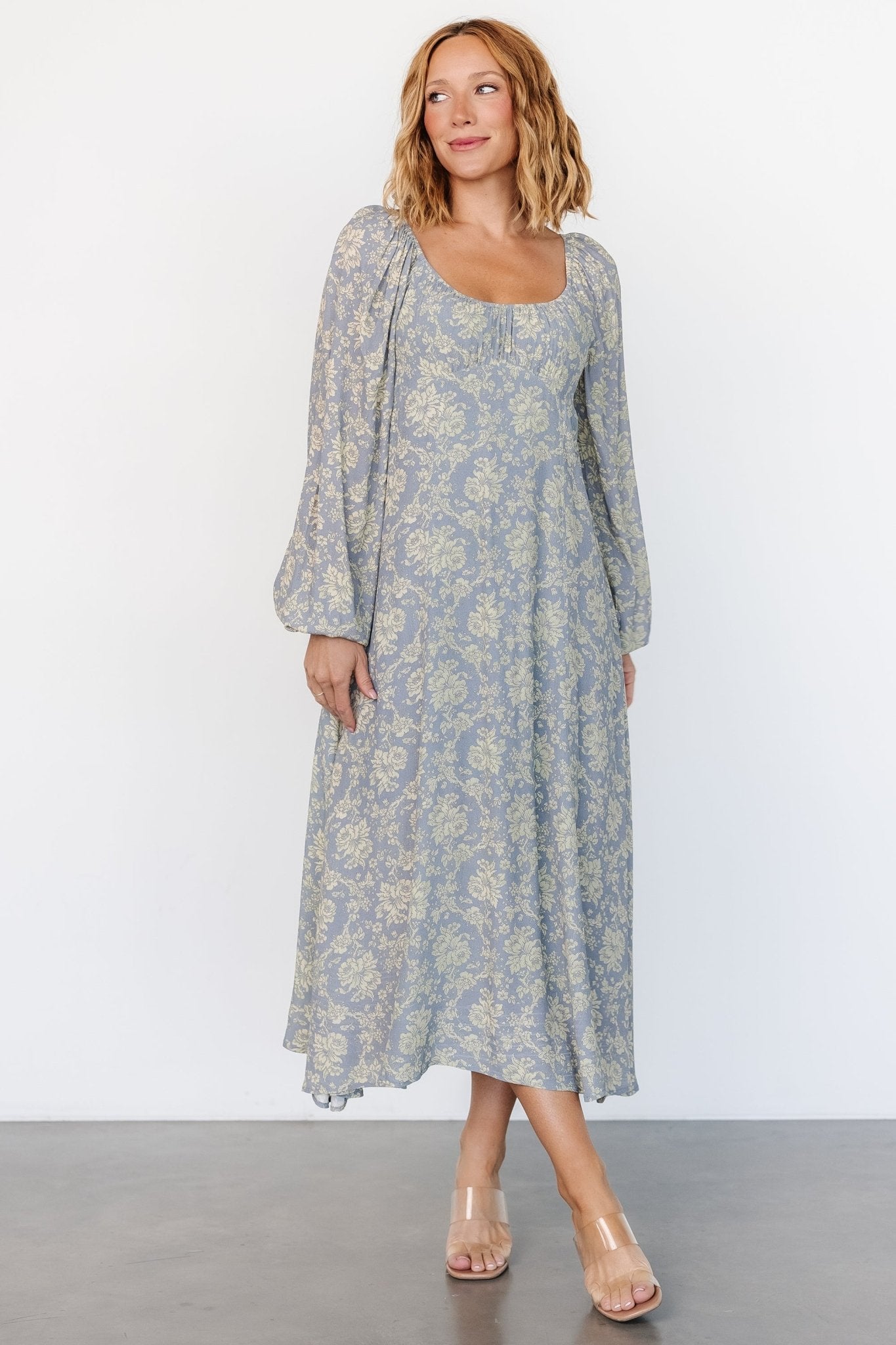 Vintage Floral Blue McKinney Dress for Special Occasions