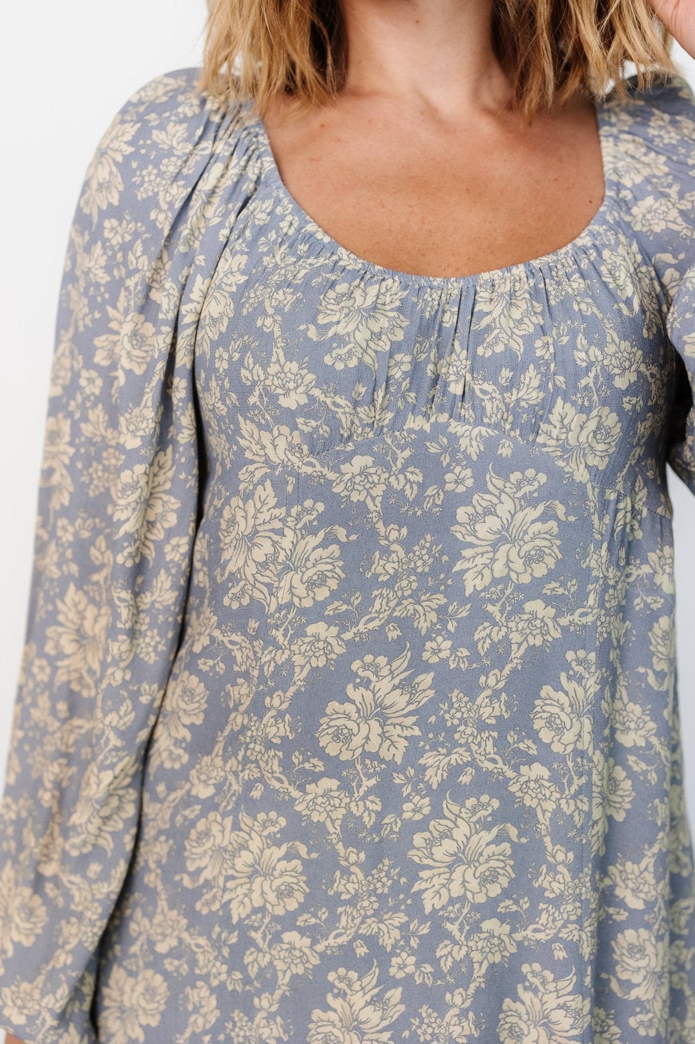 Vintage Floral Blue McKinney Dress for Special Occasions
