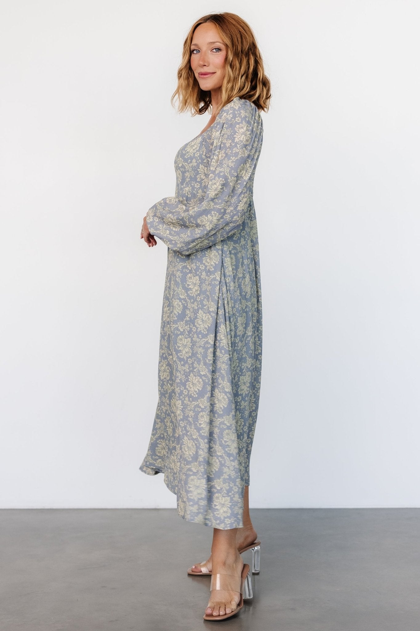 Vintage Floral Blue McKinney Dress for Special Occasions