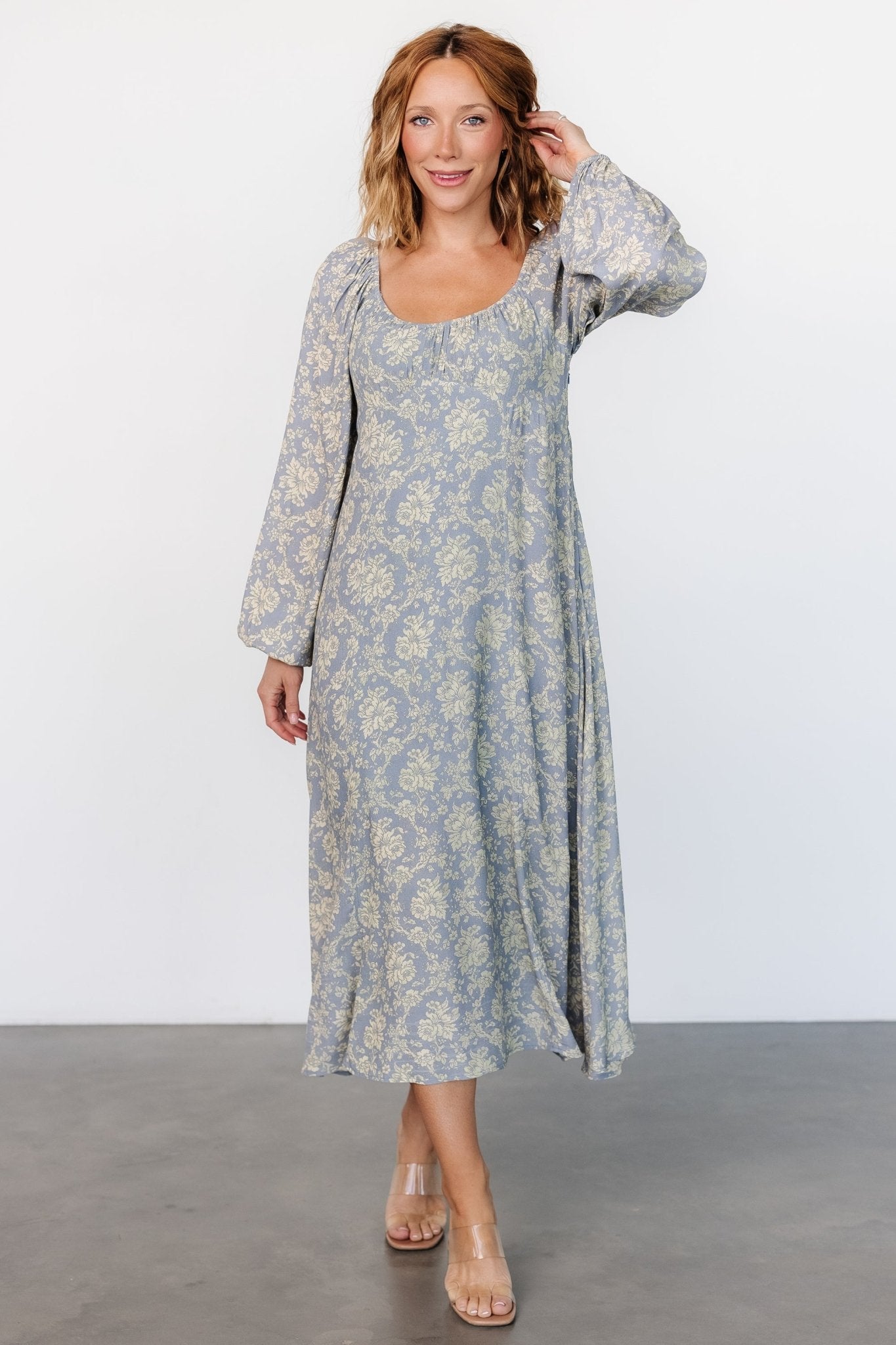 Vintage Floral Blue McKinney Dress for Special Occasions
