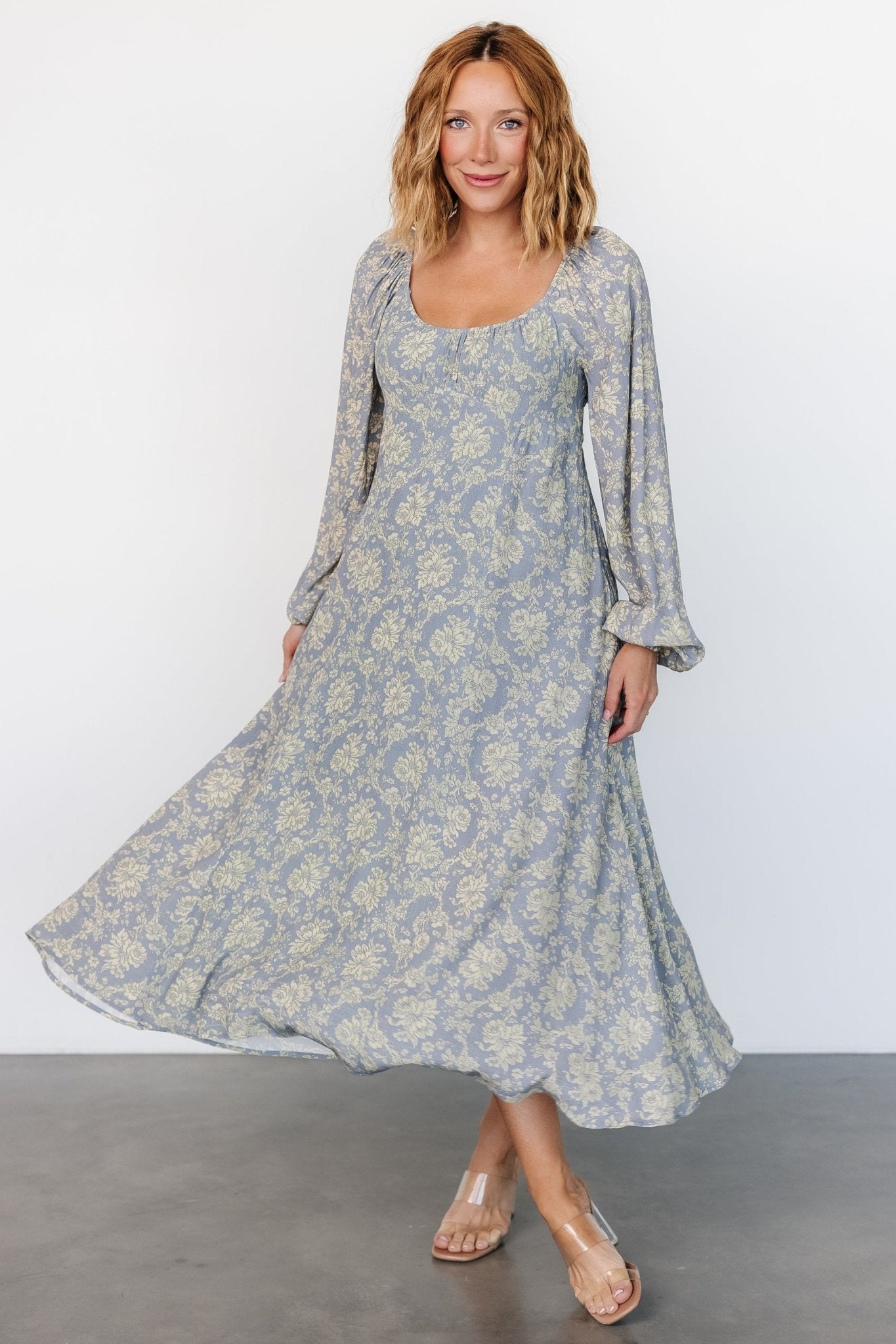 Vintage Floral Blue McKinney Dress for Special Occasions