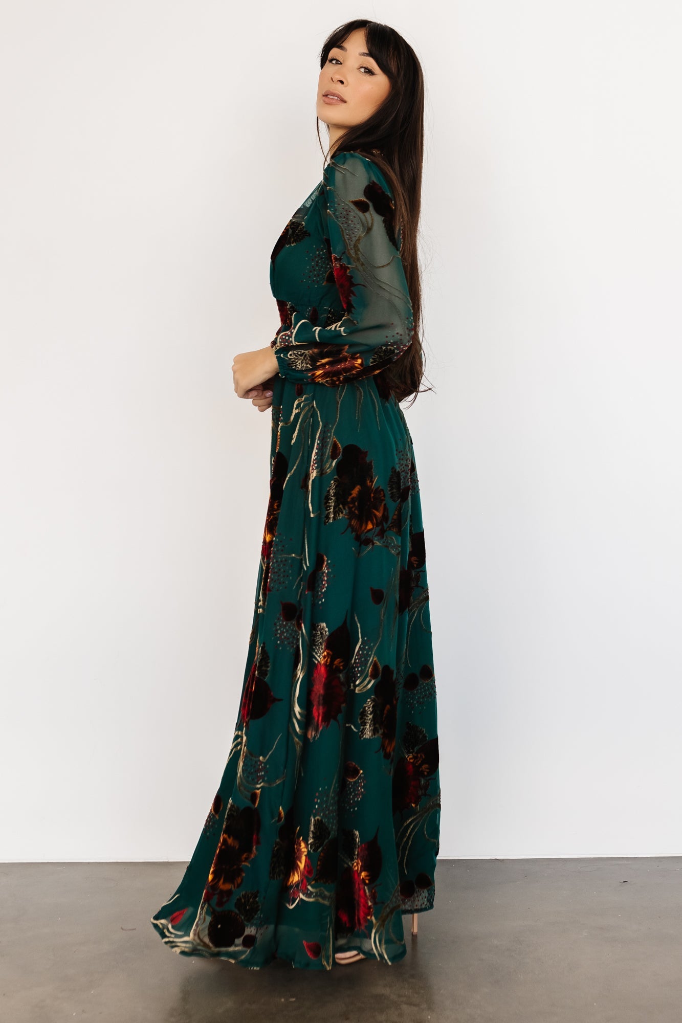 Jade Multi Velvet Maxi Dress with Smocked Waist – Baltic Born