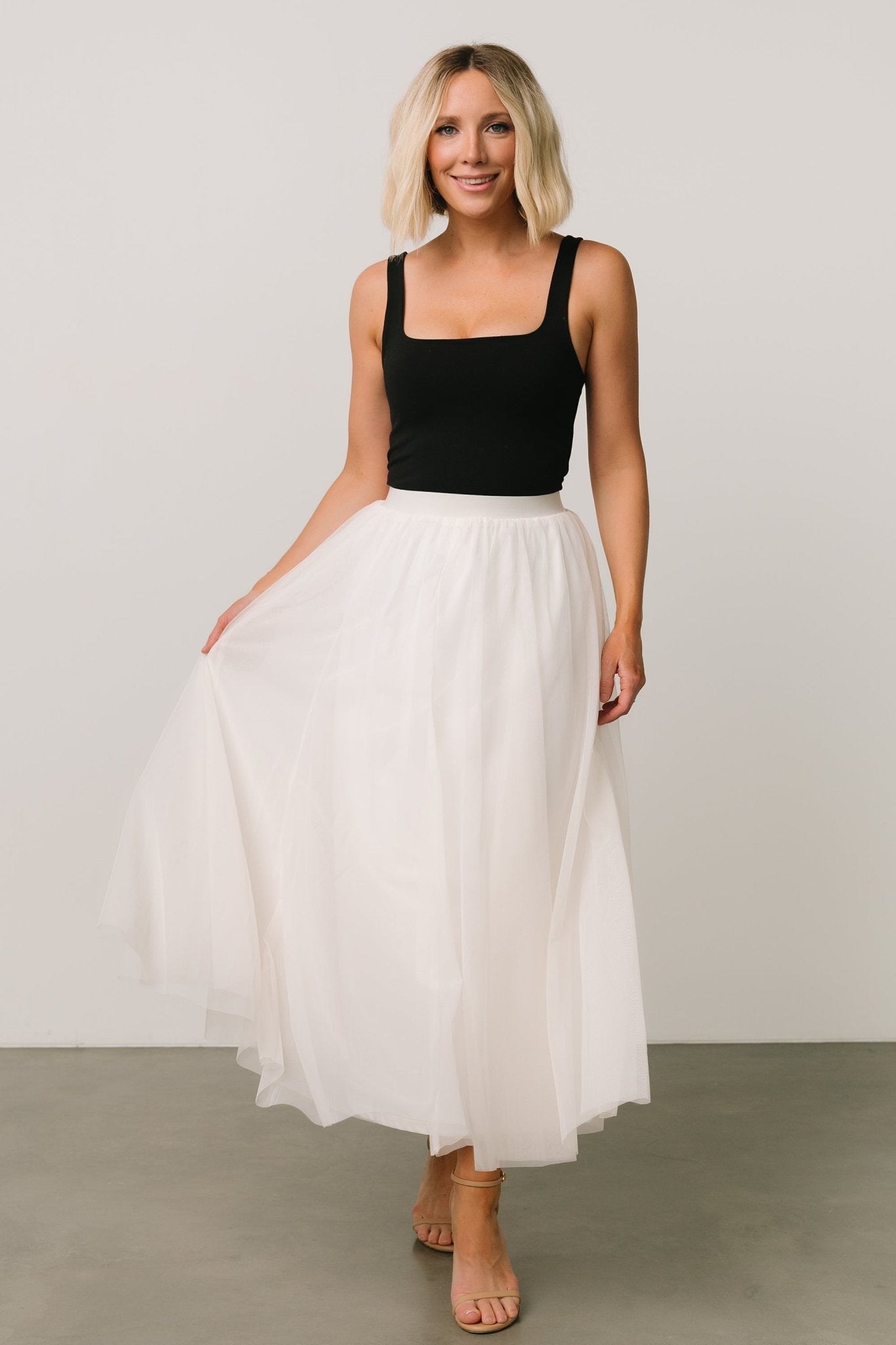 Cream Tulle Skirt with Elastic Waistband | Baltic Born