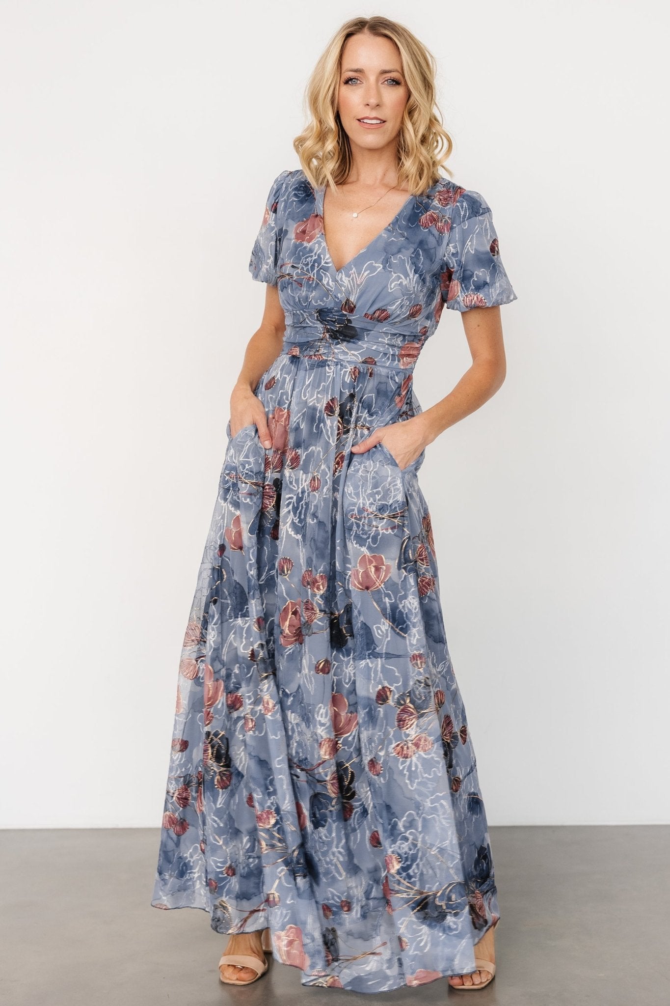 Baltic Born Ardley Floral Embroidered Maxi Dress with Pockets