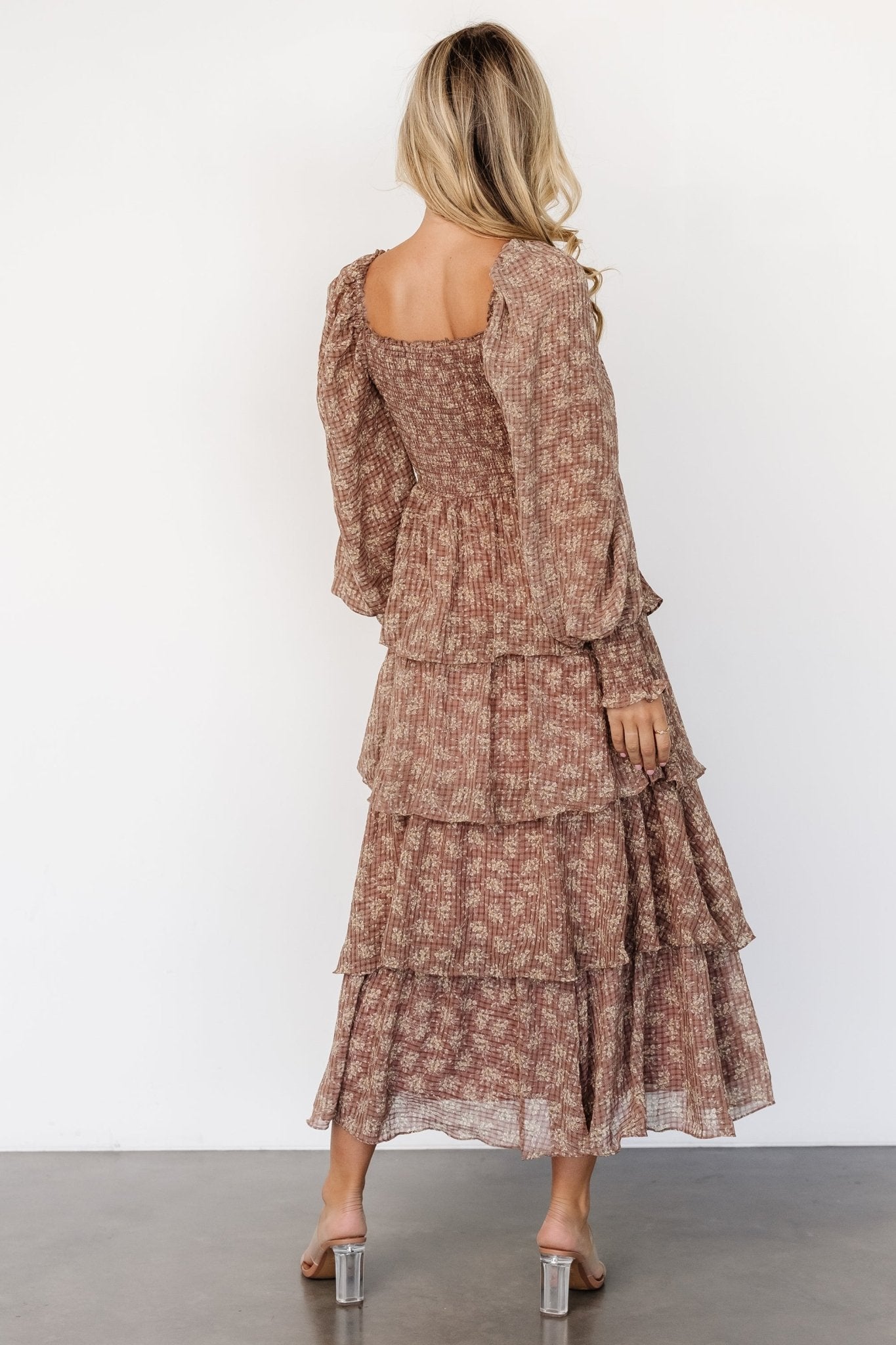 Baltic Born Miranda Floral Tiered Maxi Dress in Latte