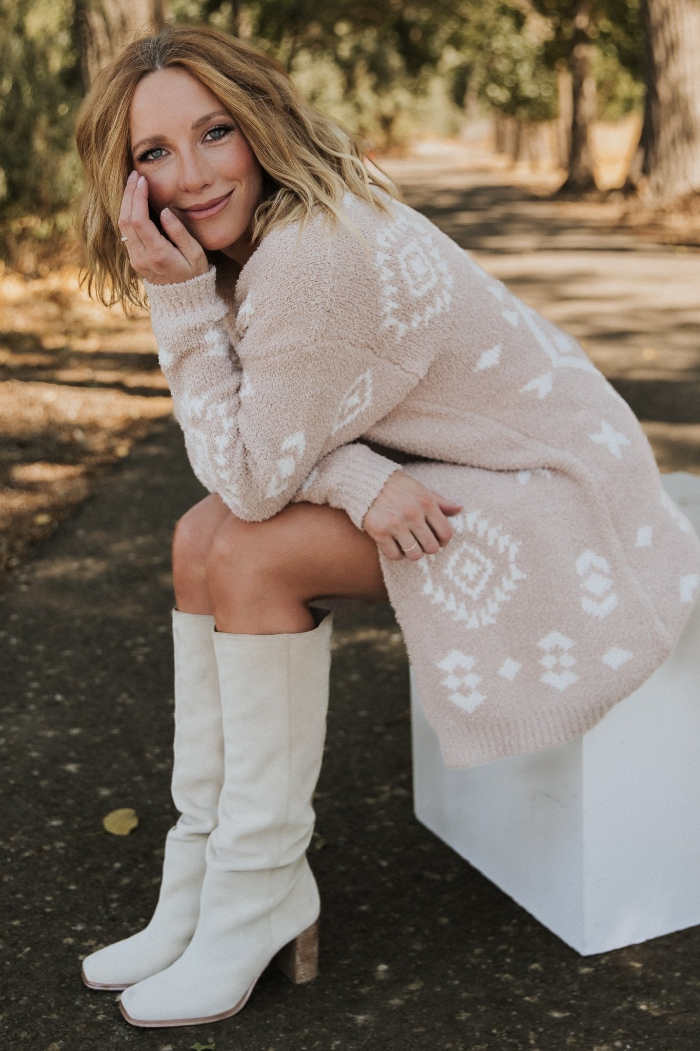 Baltic Born Oversized Cardigan – Soft Knit Sand & Off White