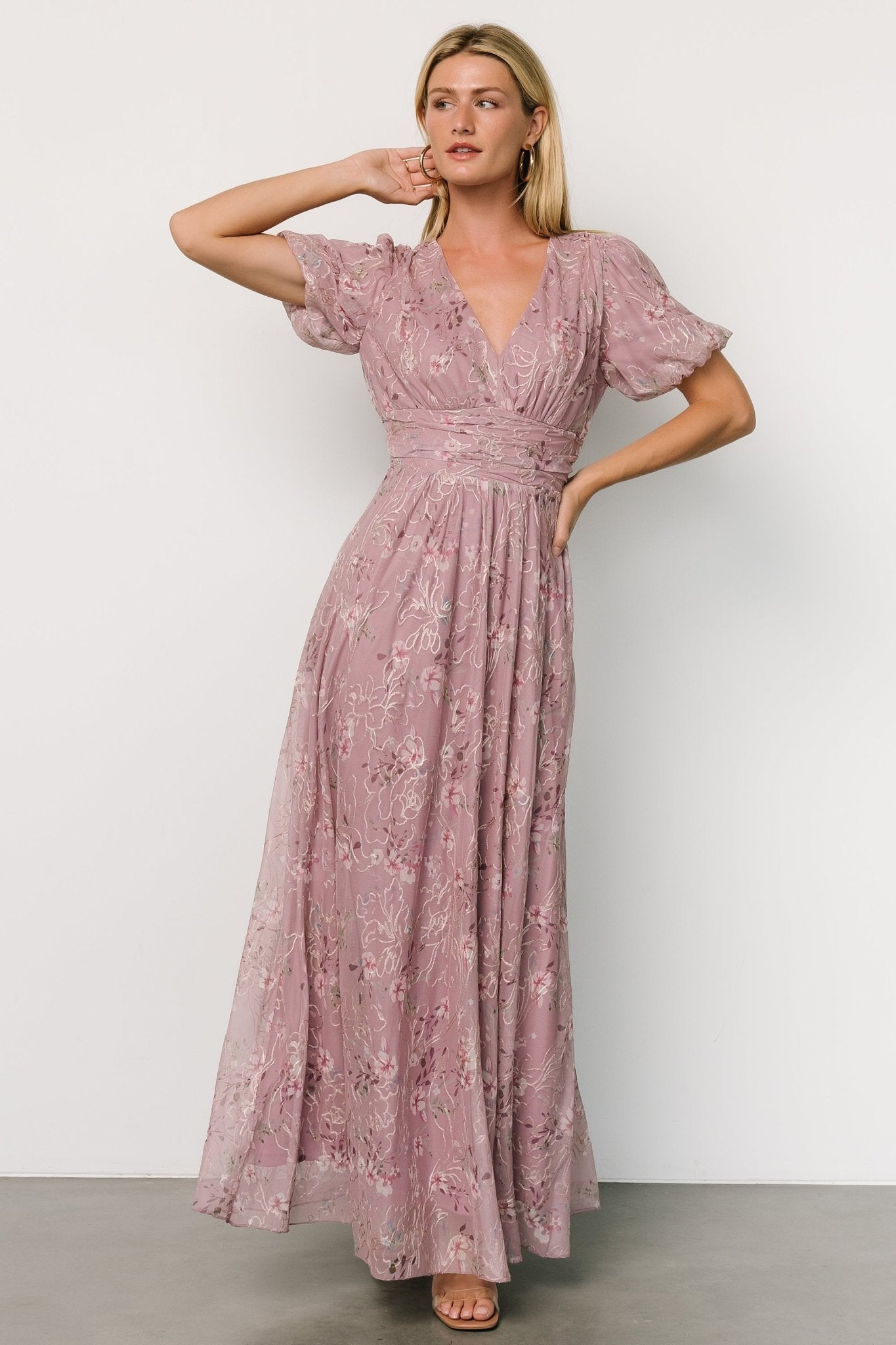 Vintage Plum Floral Maxi Dress with Pockets – Baltic Born