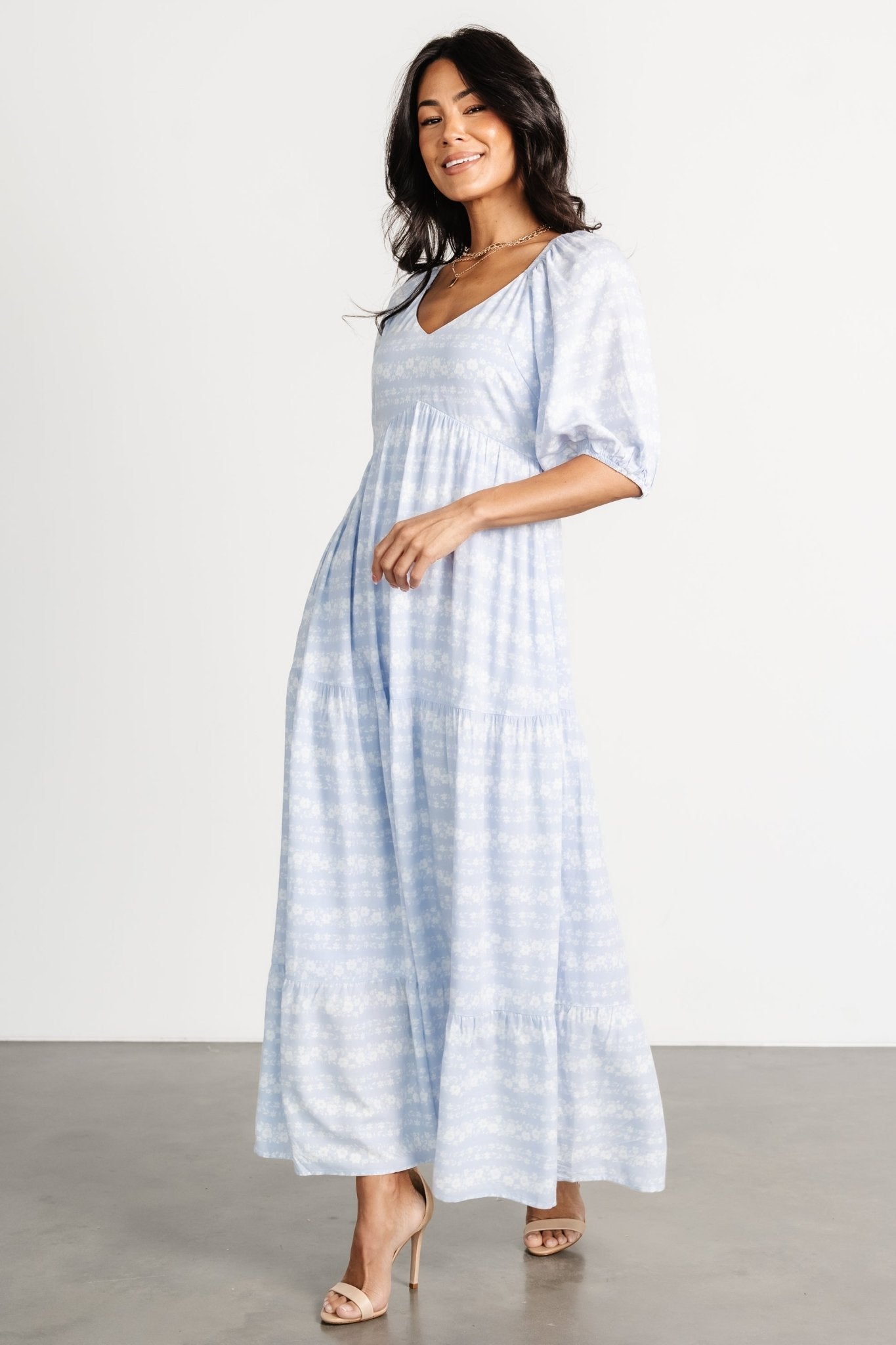 Baltic Born Adalee Light Blue Floral Maxi Dress with Pockets