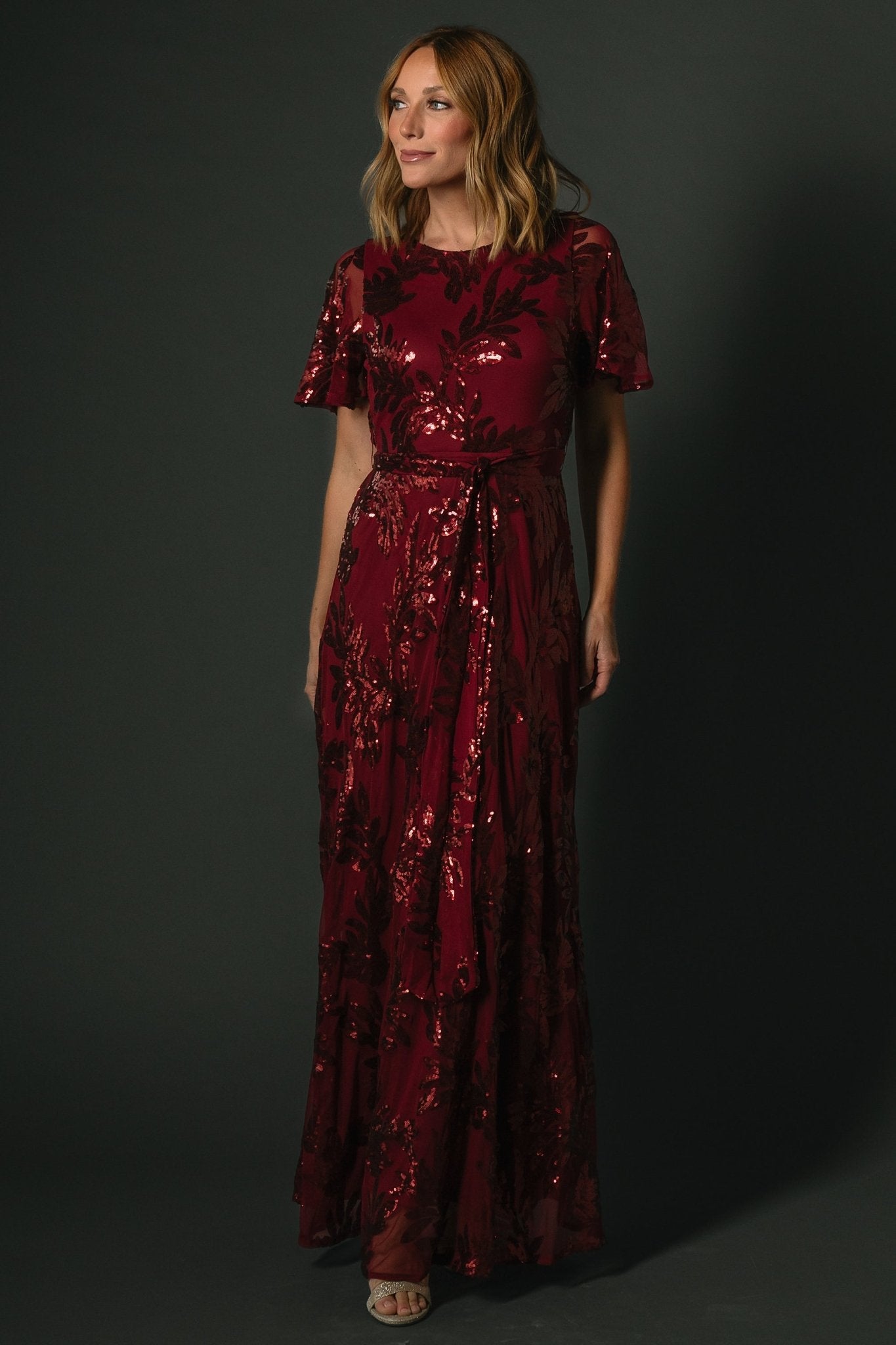 Baltic Born Muse Sequin Maxi Dress in Deep Wine