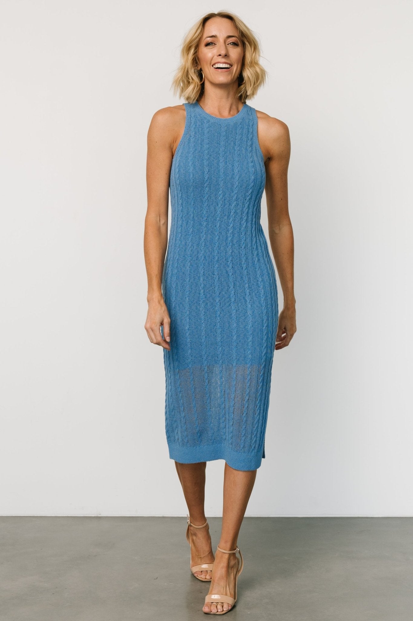 Nalani Blue Cable Knit Tank Dress for Women
