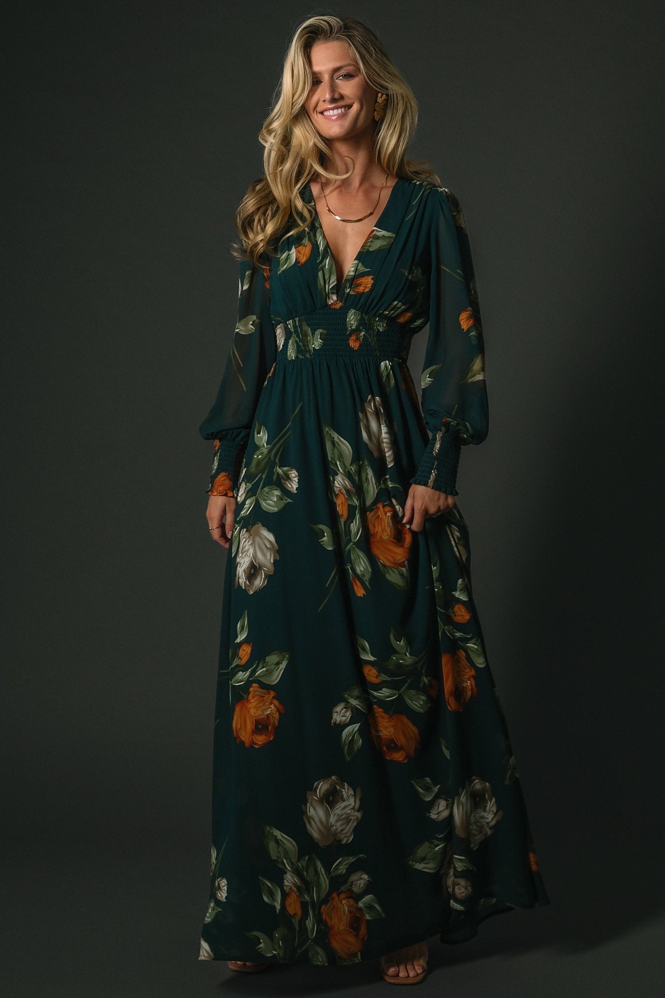 Baltic Born Olivia Floral Maxi Dress in Deep Topaz
