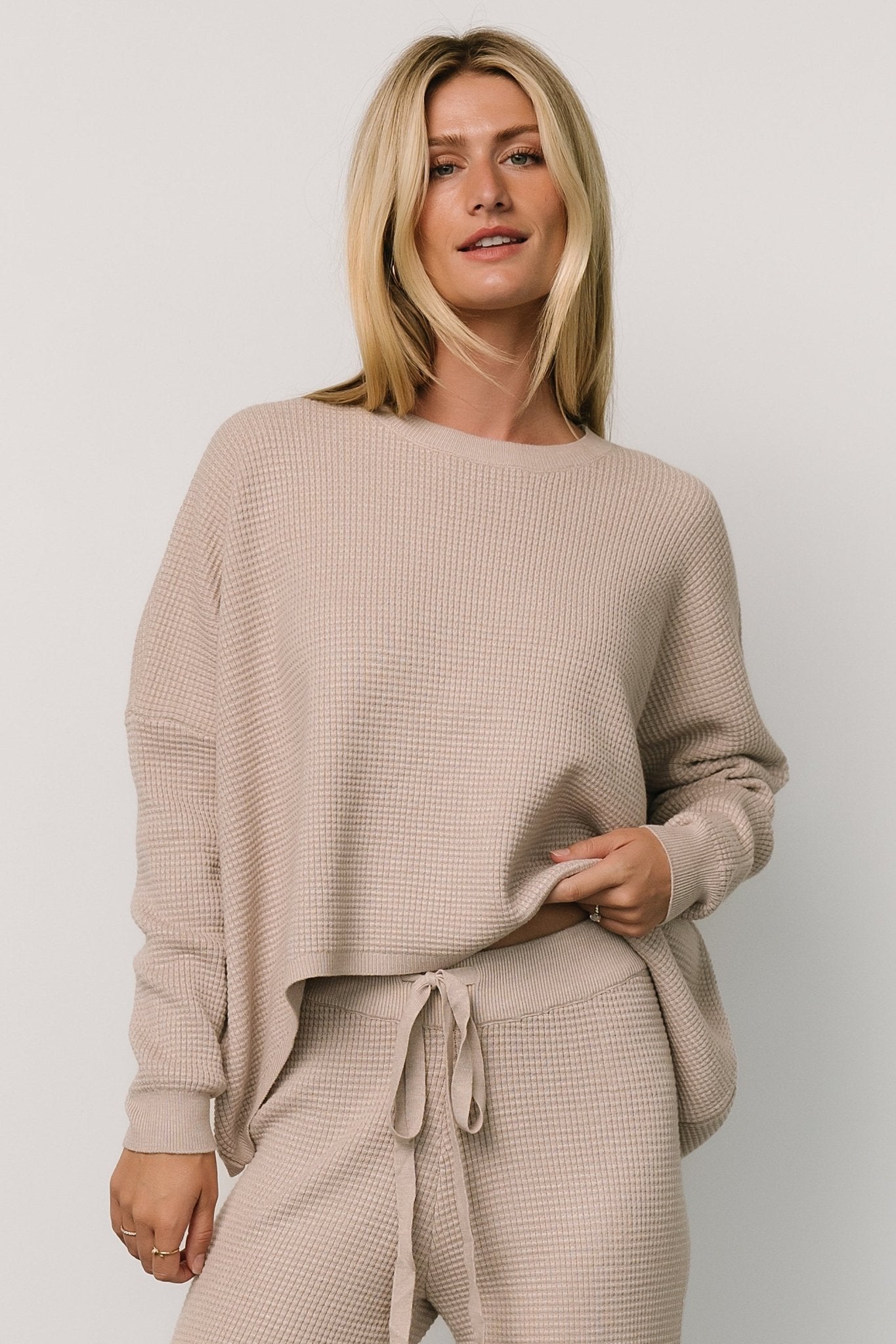 Owen Oversized Waffle Knit Sweater in Oatmeal