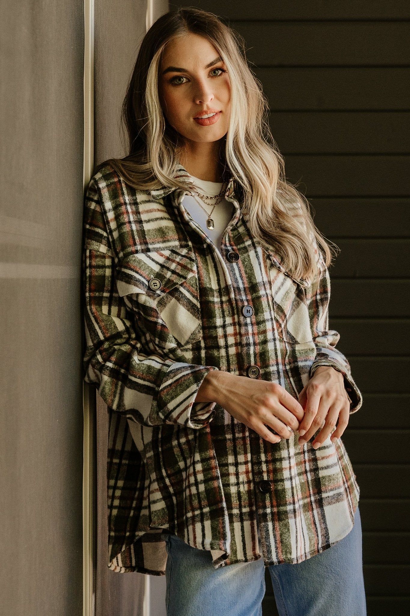 Baltic Born Ivory Multi Plaid Shacket for Fall