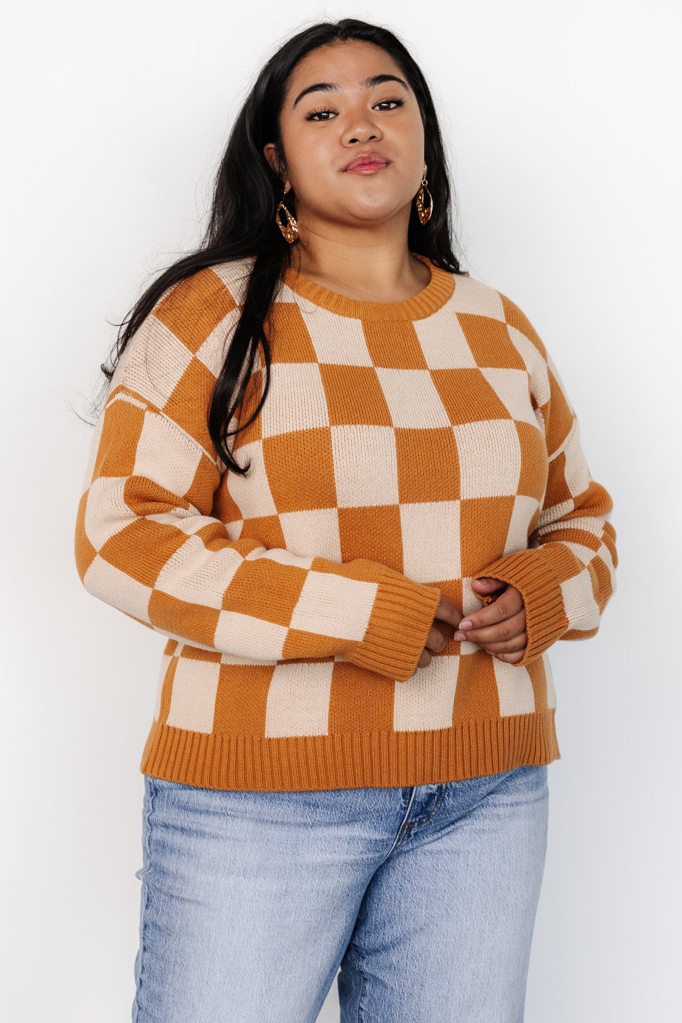 Pumpkin Spice Checkered Sweater | Baltic Born Cozy Cotton Blend