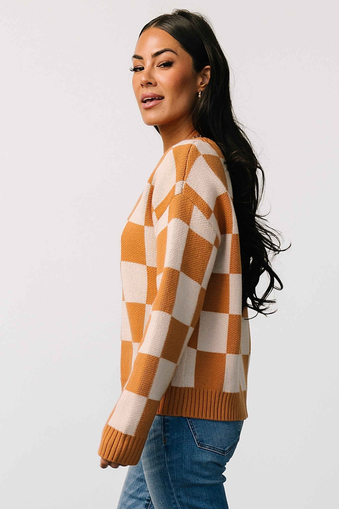 Pumpkin Spice Checkered Sweater | Baltic Born Cozy Cotton Blend