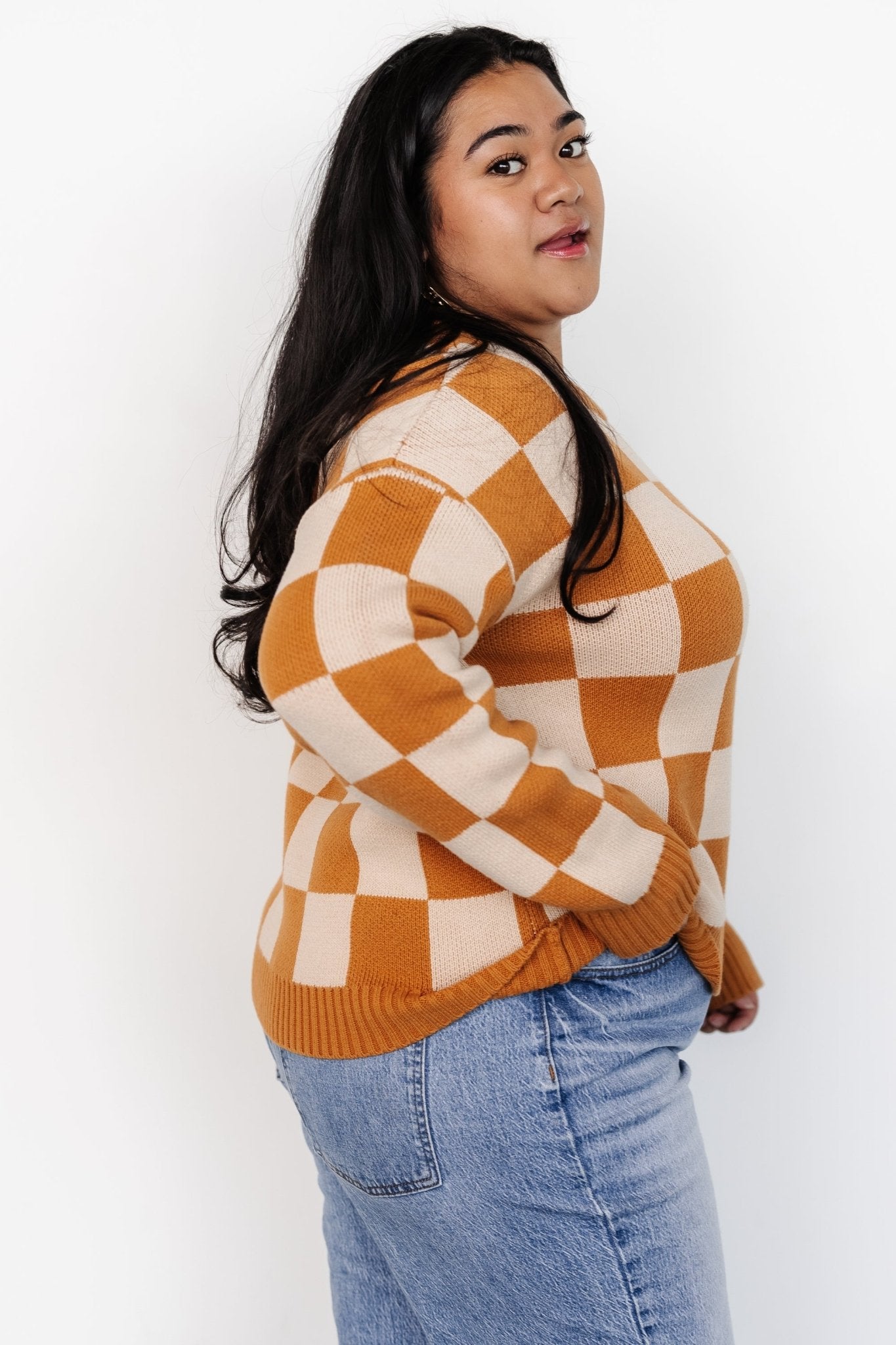 Pumpkin Spice Checkered Sweater | Baltic Born Cozy Cotton Blend