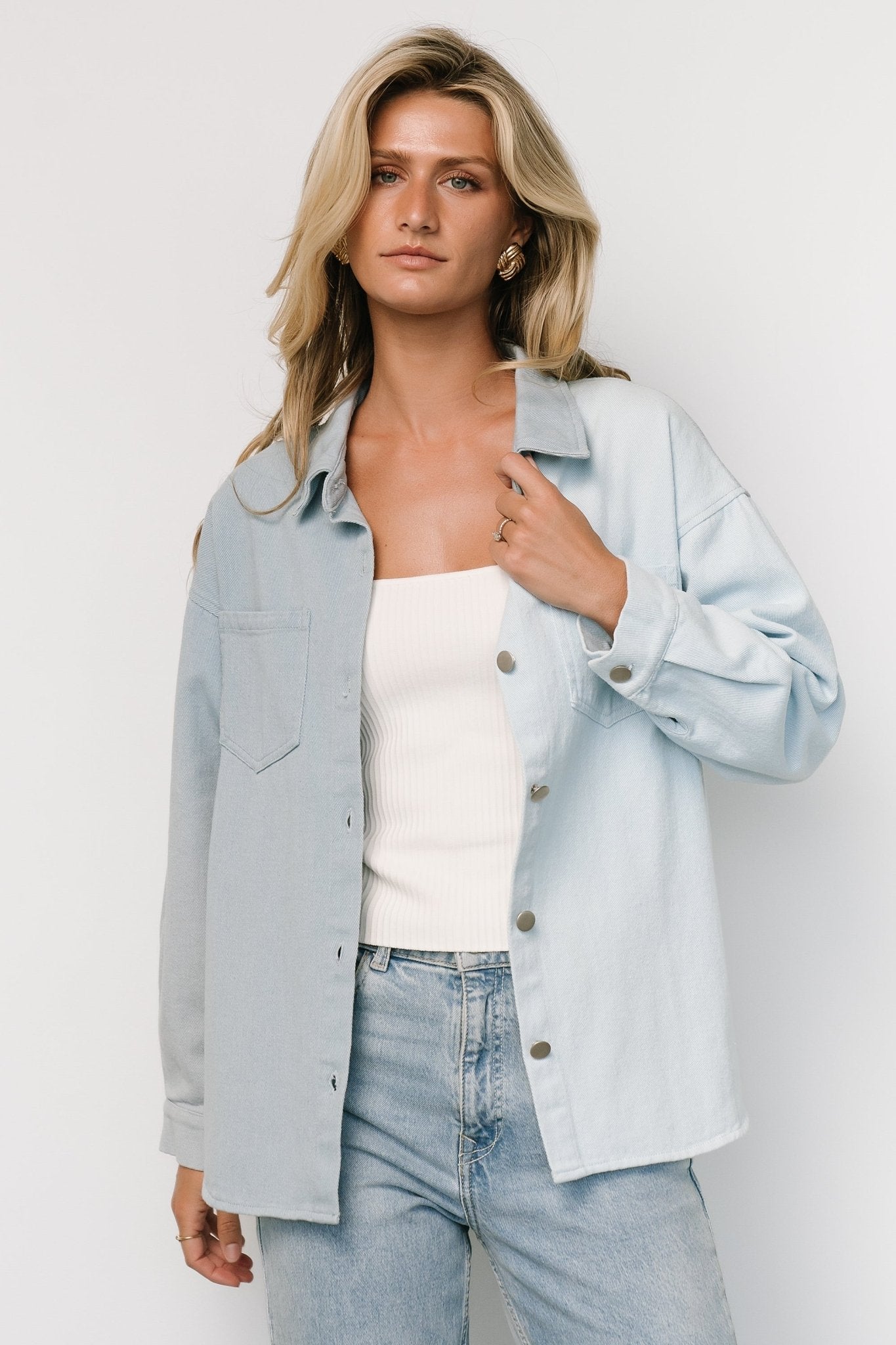 Denim Shacket for Women – Rachel Two-Tone Lightweight Jacket