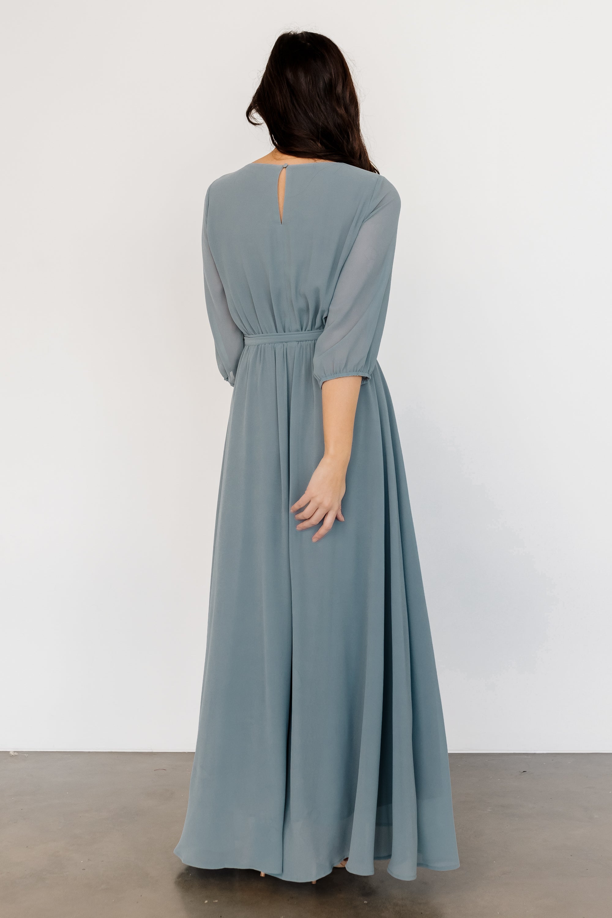 Baltic Born Rebecca Dusty Blue Maxi Dress with Removable Belt