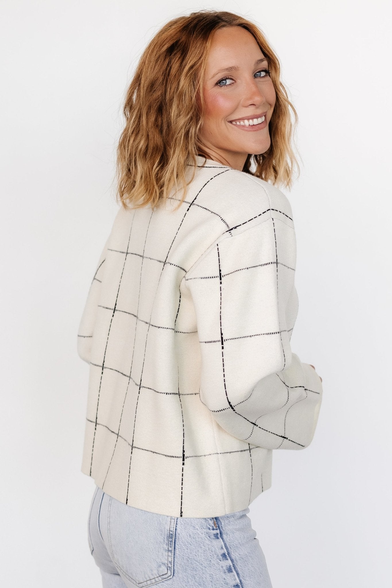 Remington Ivory & Black Windowpane Sweater - Relaxed Fit