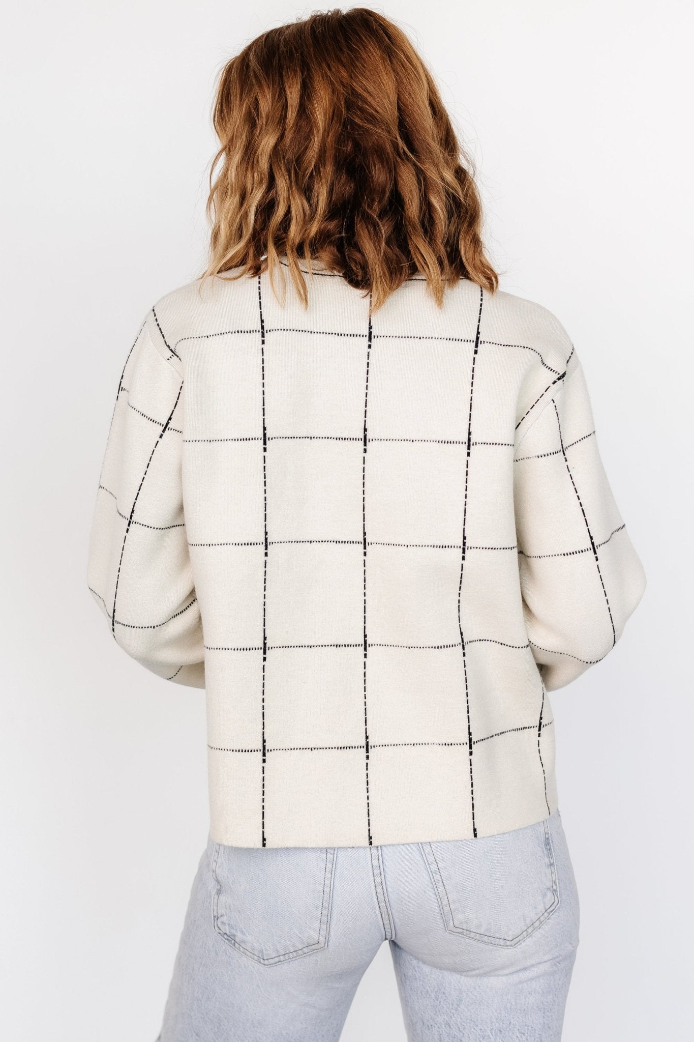 Remington Ivory & Black Windowpane Sweater - Relaxed Fit