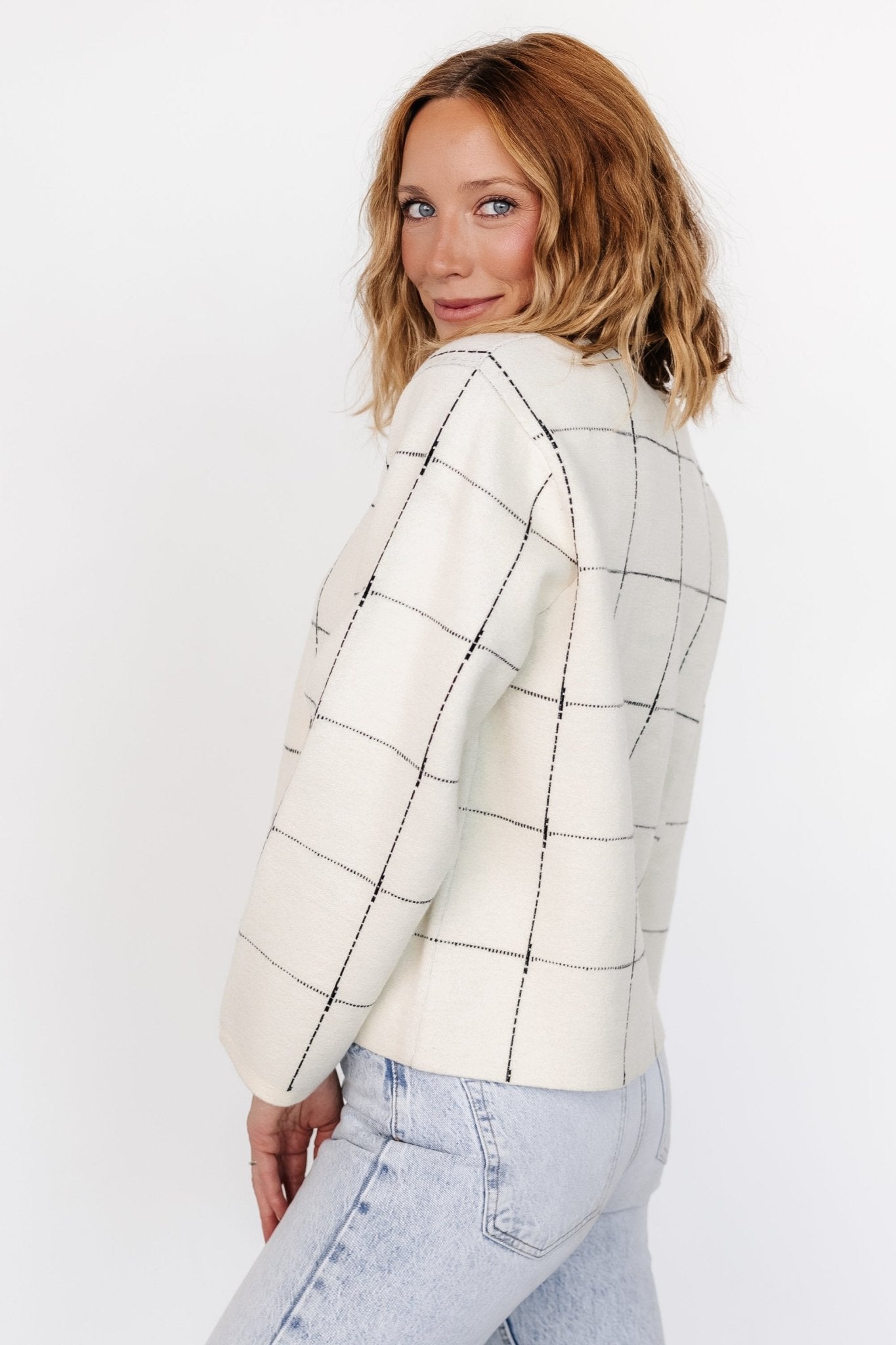 Remington Ivory & Black Windowpane Sweater - Relaxed Fit