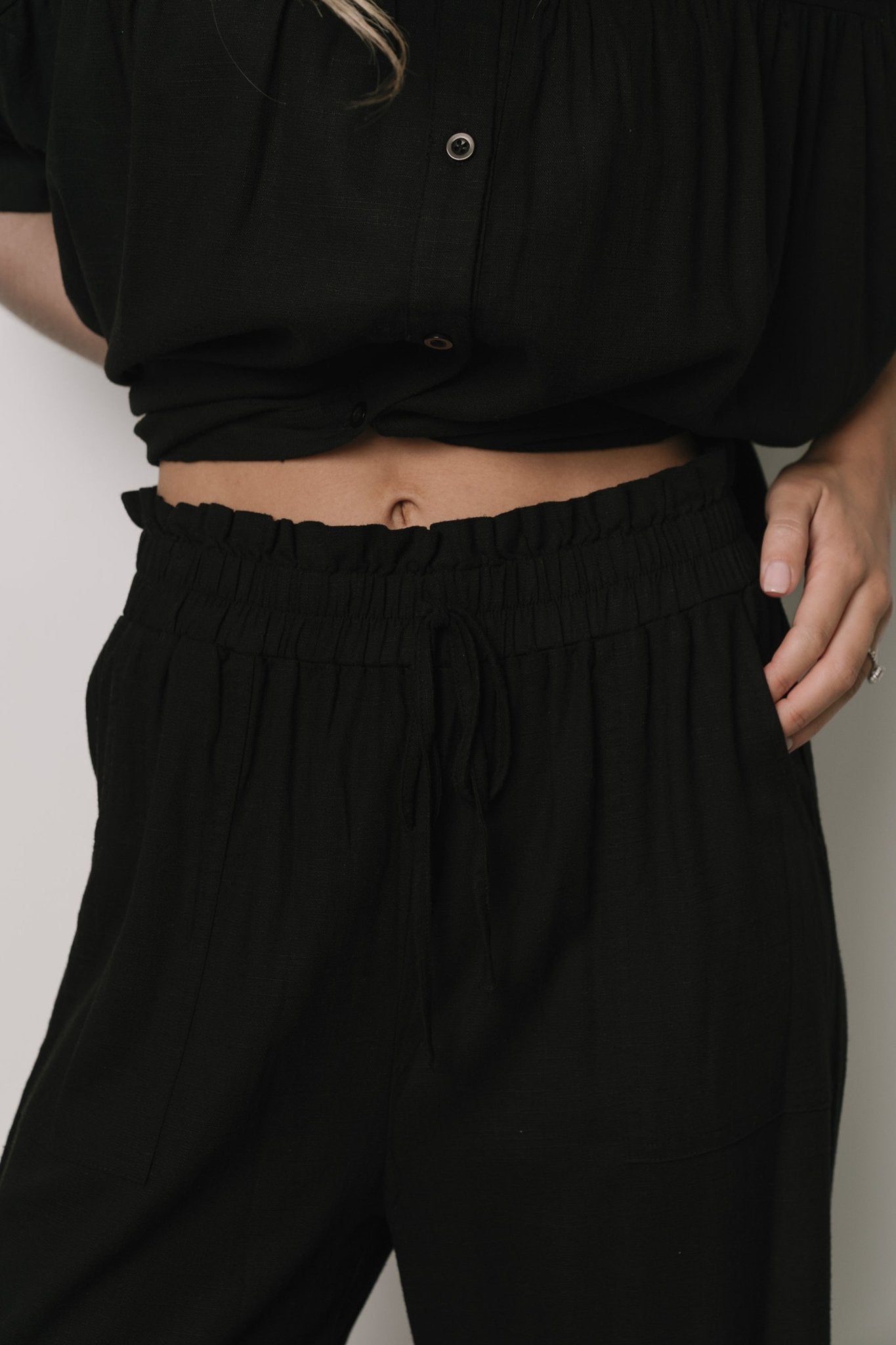 Black Linen Wide Leg Pants with Pockets - Baltic Born Romy Pants