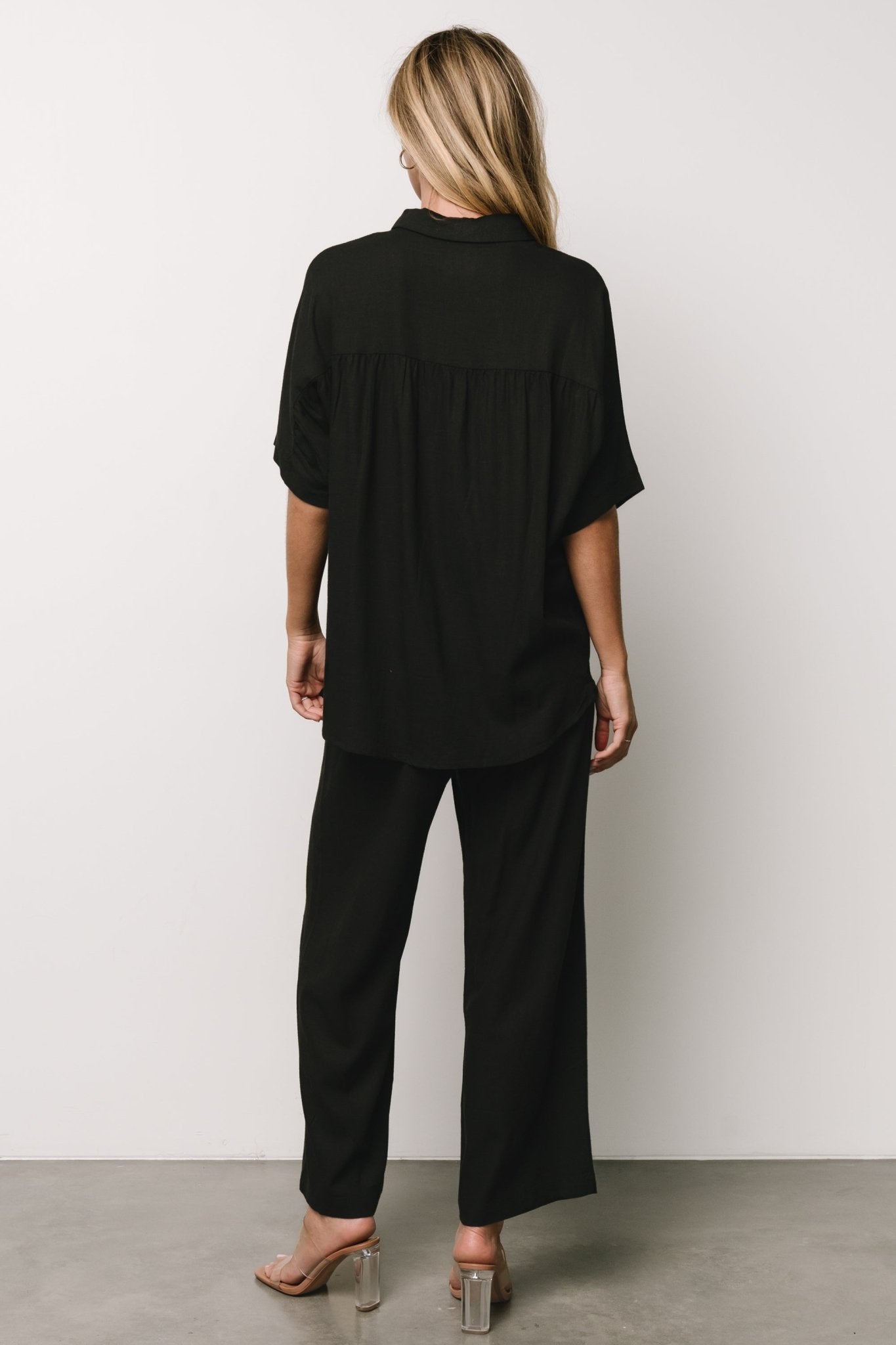 Black Linen Wide Leg Pants with Pockets - Baltic Born Romy Pants
