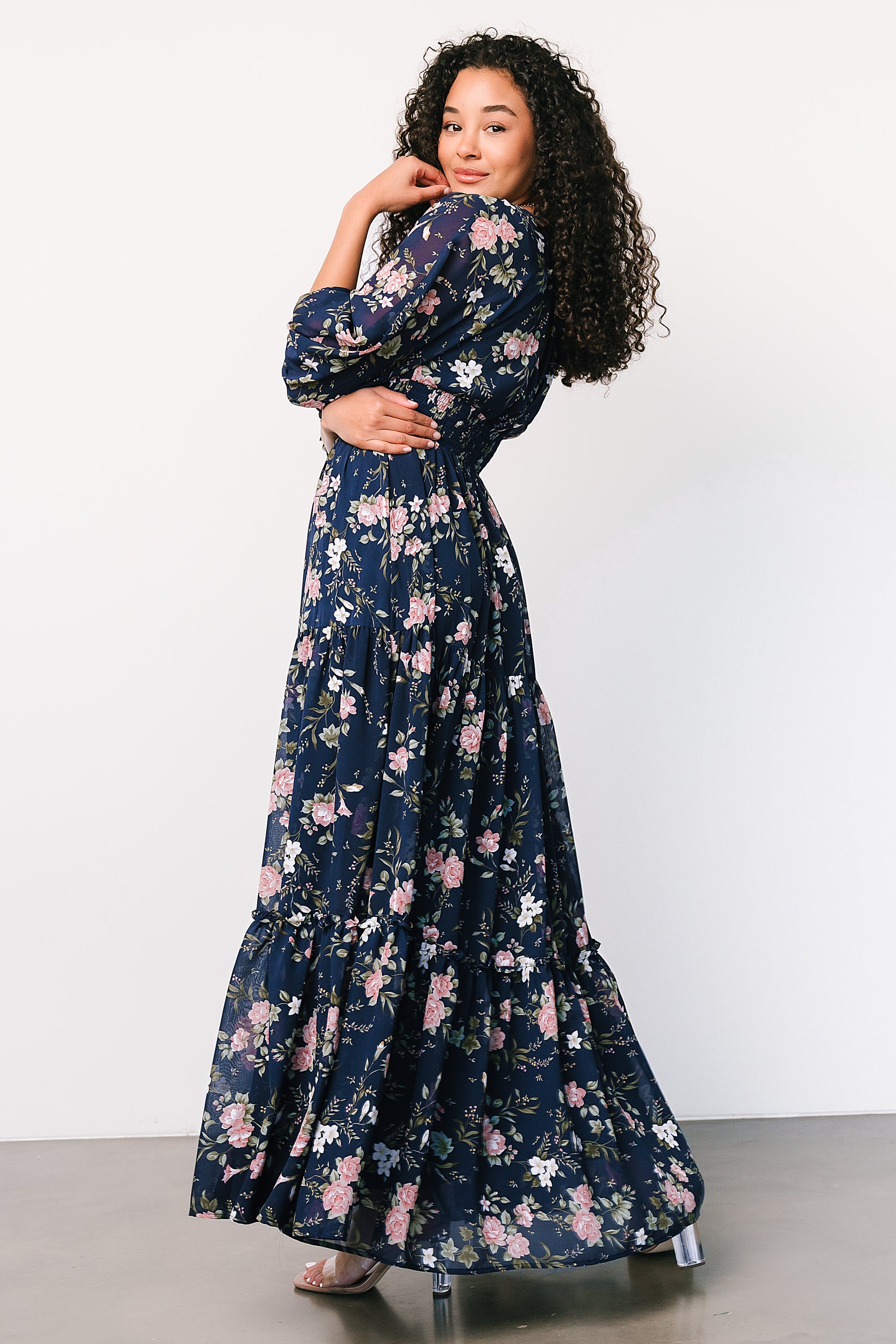 Baltic Born Floral Tiered Maxi Dress with Smocked Waist