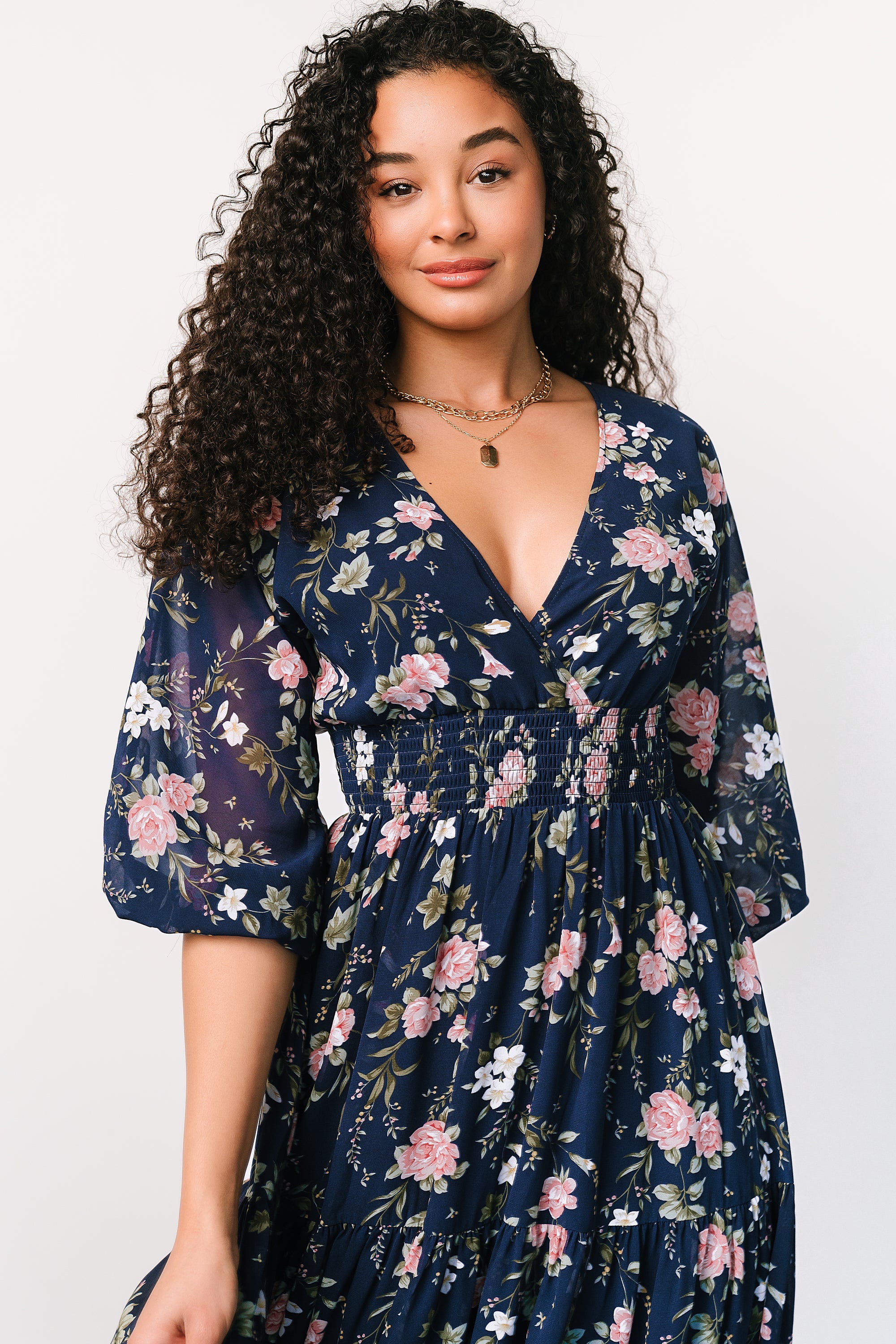 Baltic Born Floral Tiered Maxi Dress with Smocked Waist
