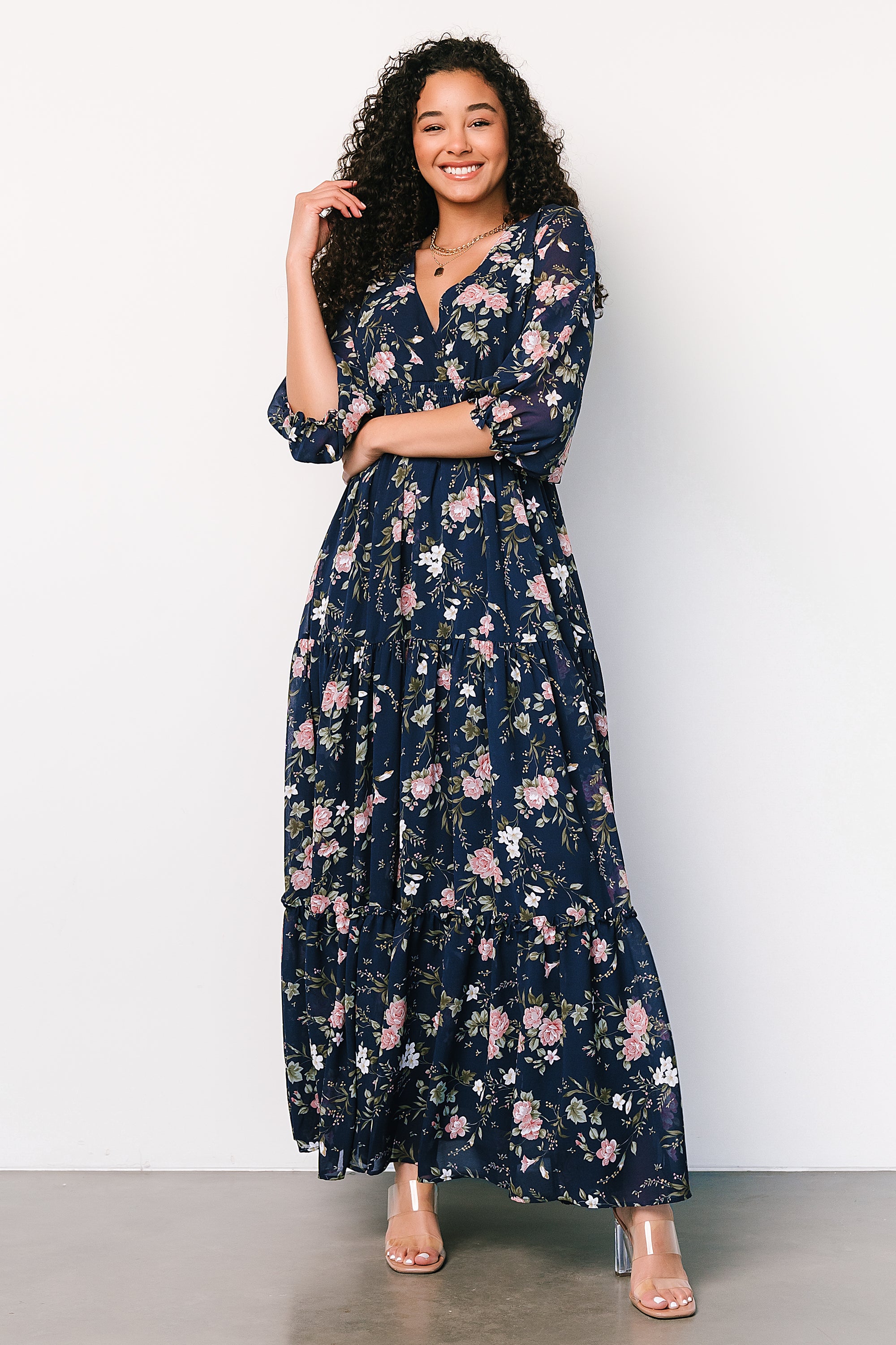 Baltic Born Floral Tiered Maxi Dress with Smocked Waist