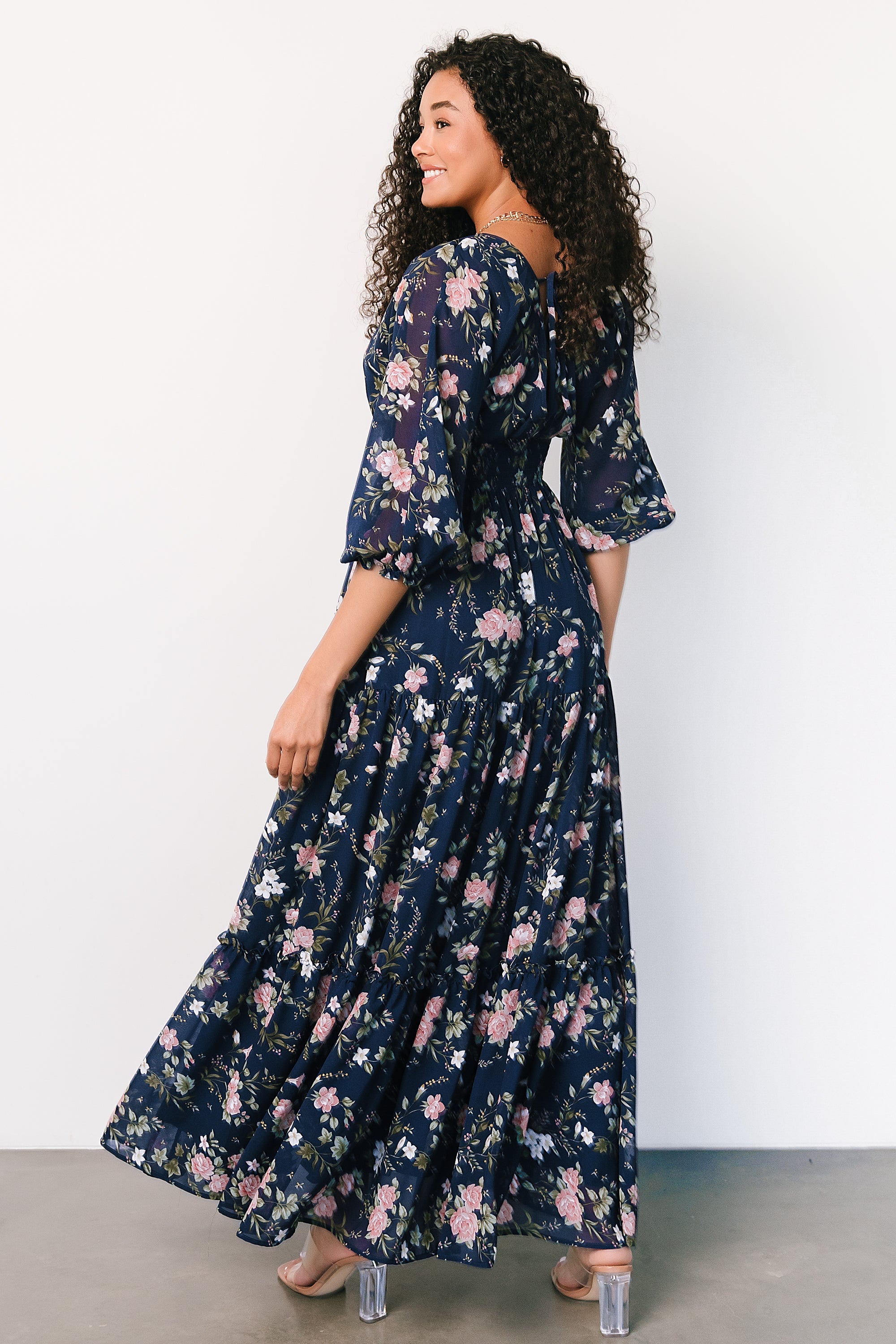 Baltic Born Floral Tiered Maxi Dress with Smocked Waist