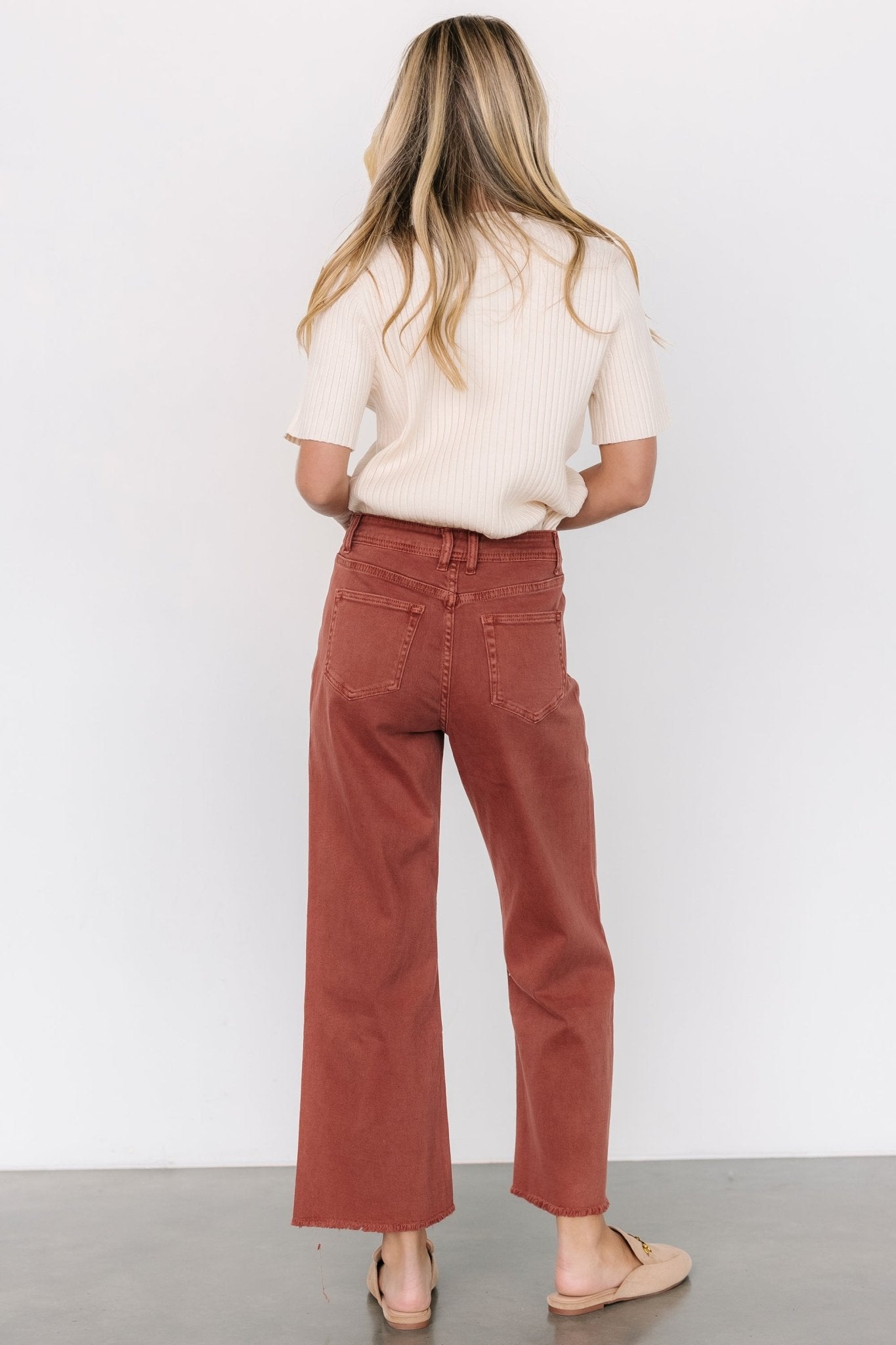 Spence Women's High Rise Denim Pants in Terracotta