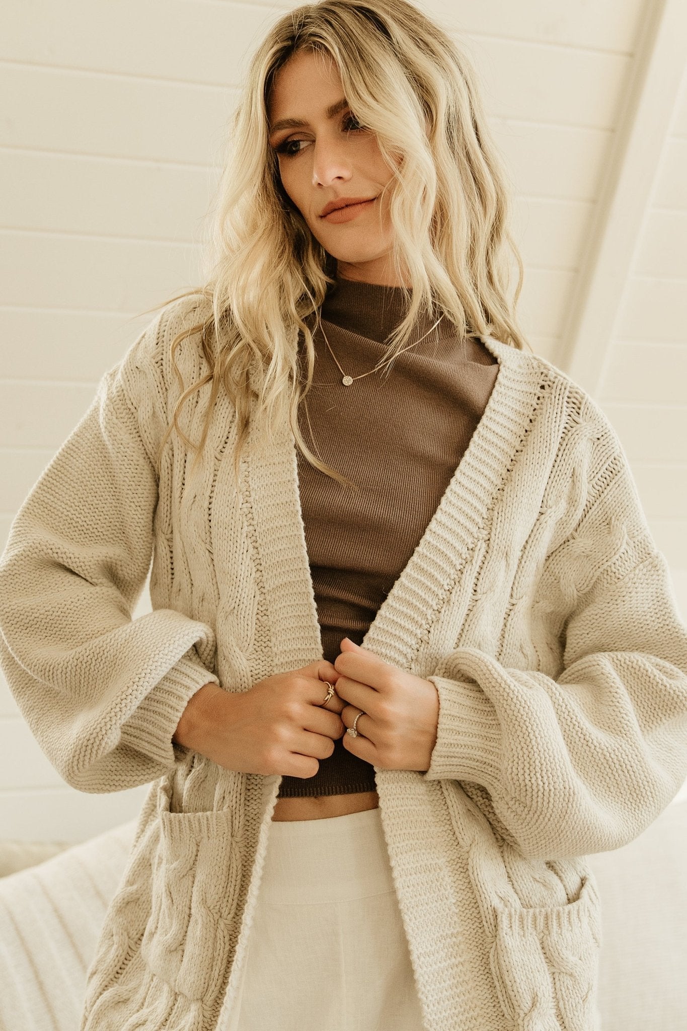 Baltic Born Spencer Chunky Knit Cardigan in Oatmeal