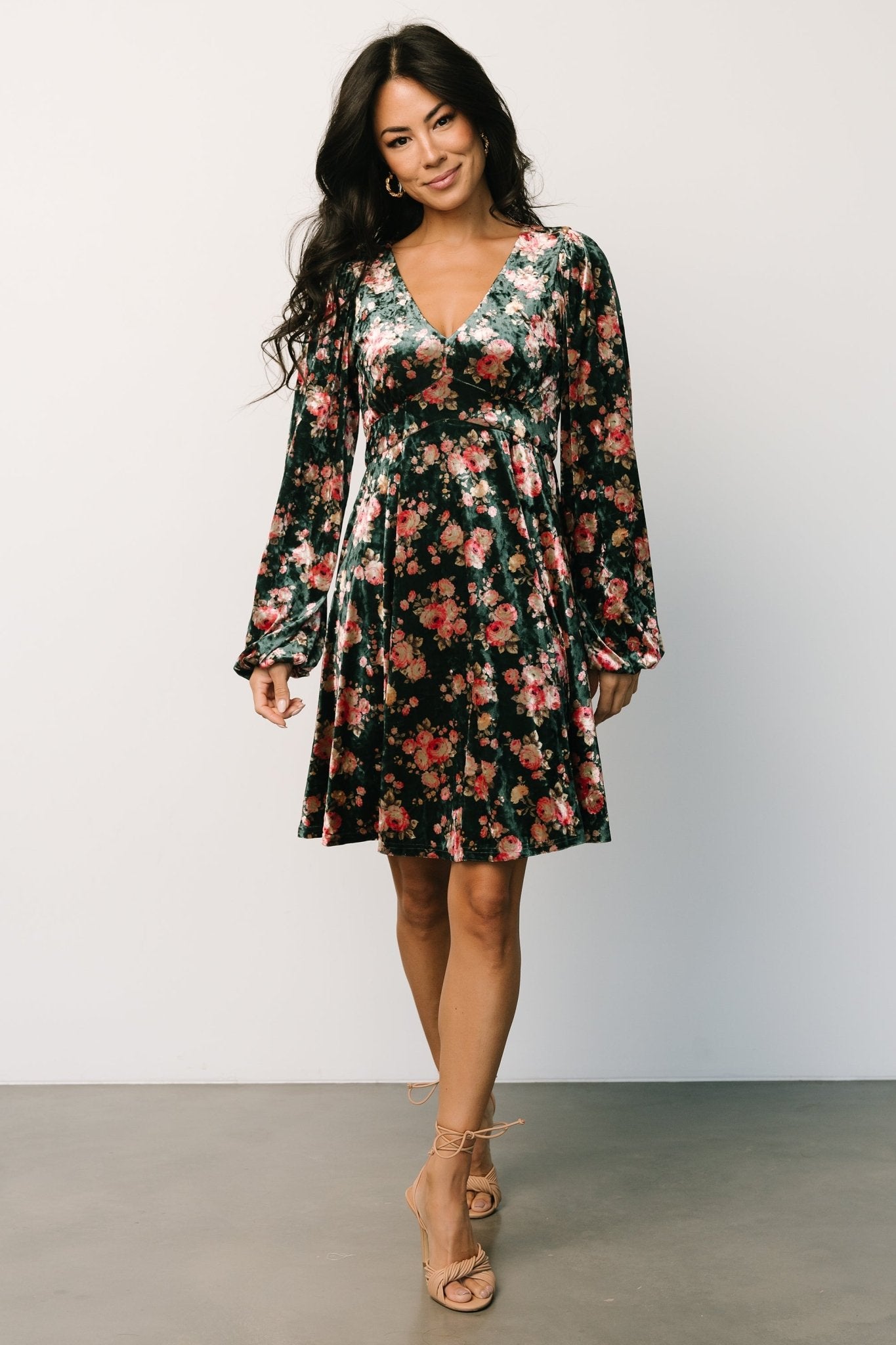 Baltic Born Velvet Short Dress with V-Neck & Empire Waist