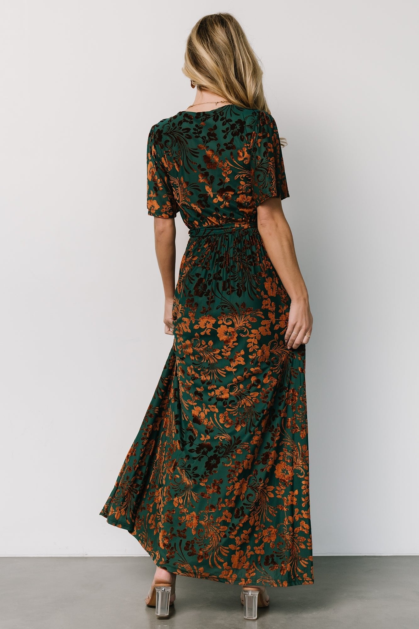 Baltic Born Velvet Maxi Dress with Floral Print & Slit