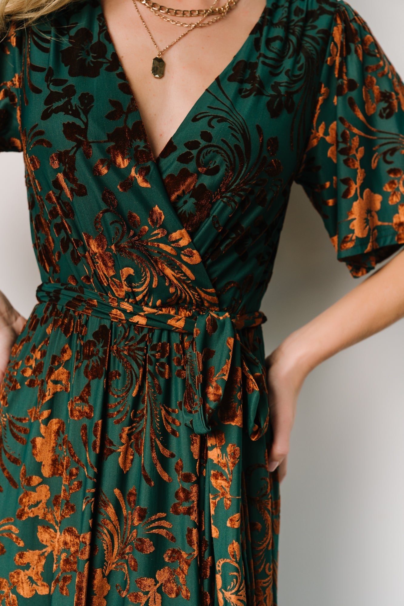 Baltic Born Velvet Maxi Dress with Floral Print & Slit