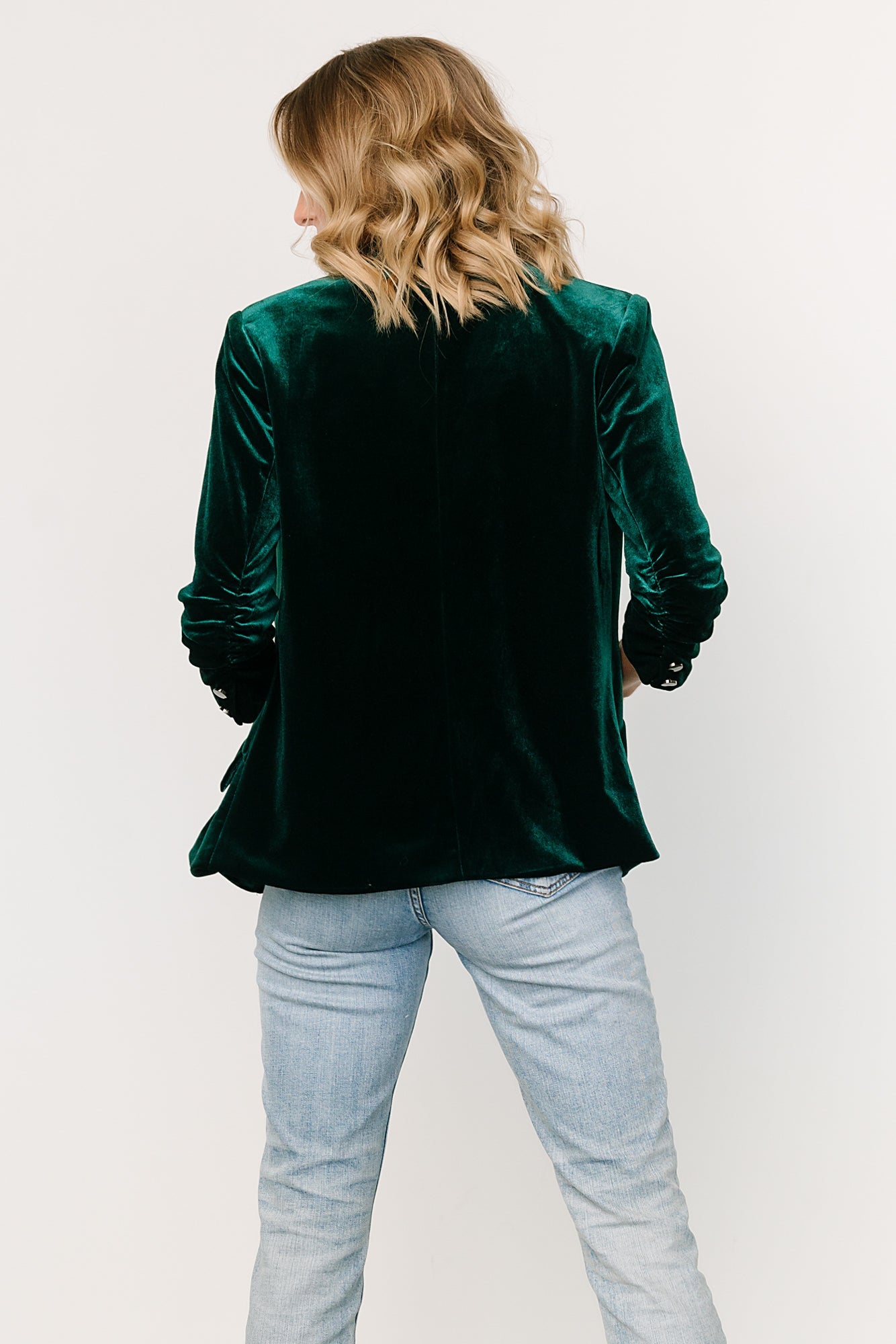 Dark Green Velvet Blazer for Women - Brinton Luxe Fall Fashion