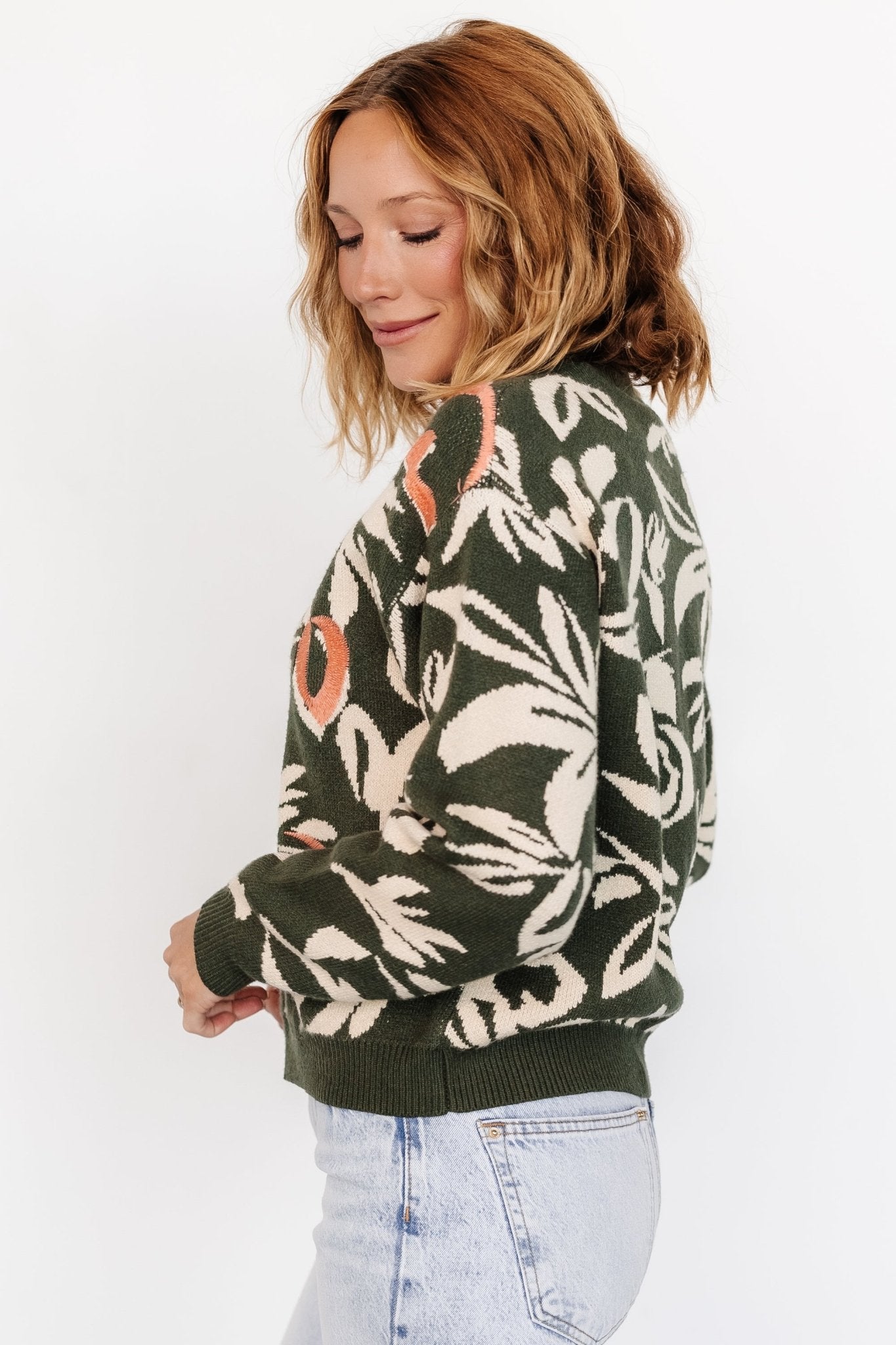 Green Knit Sweater with Embroidered Details | Baltic Born