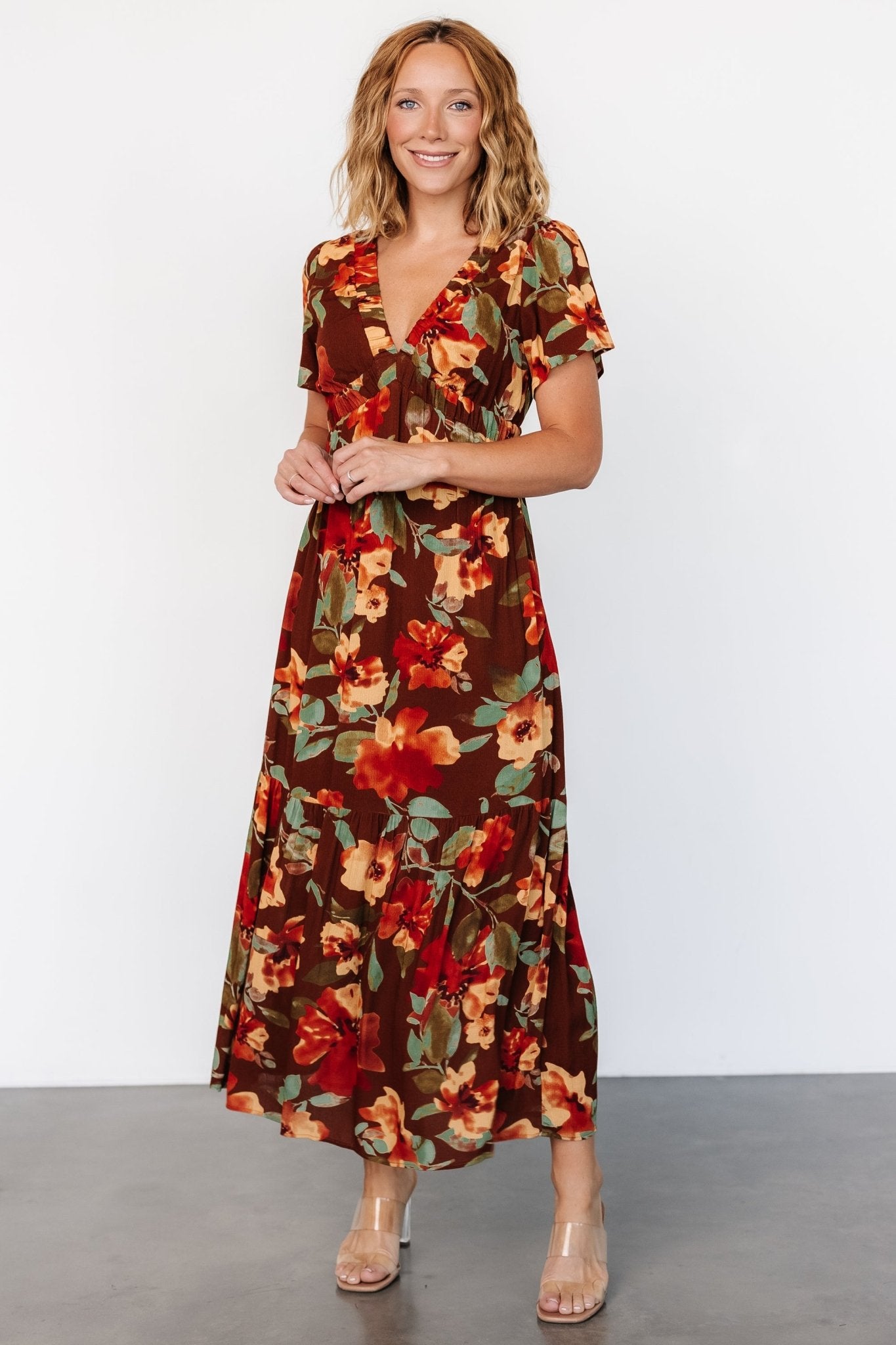 Baltic Born Cassie Floral Maxi Dress with Pockets | Copper & Earth Tones