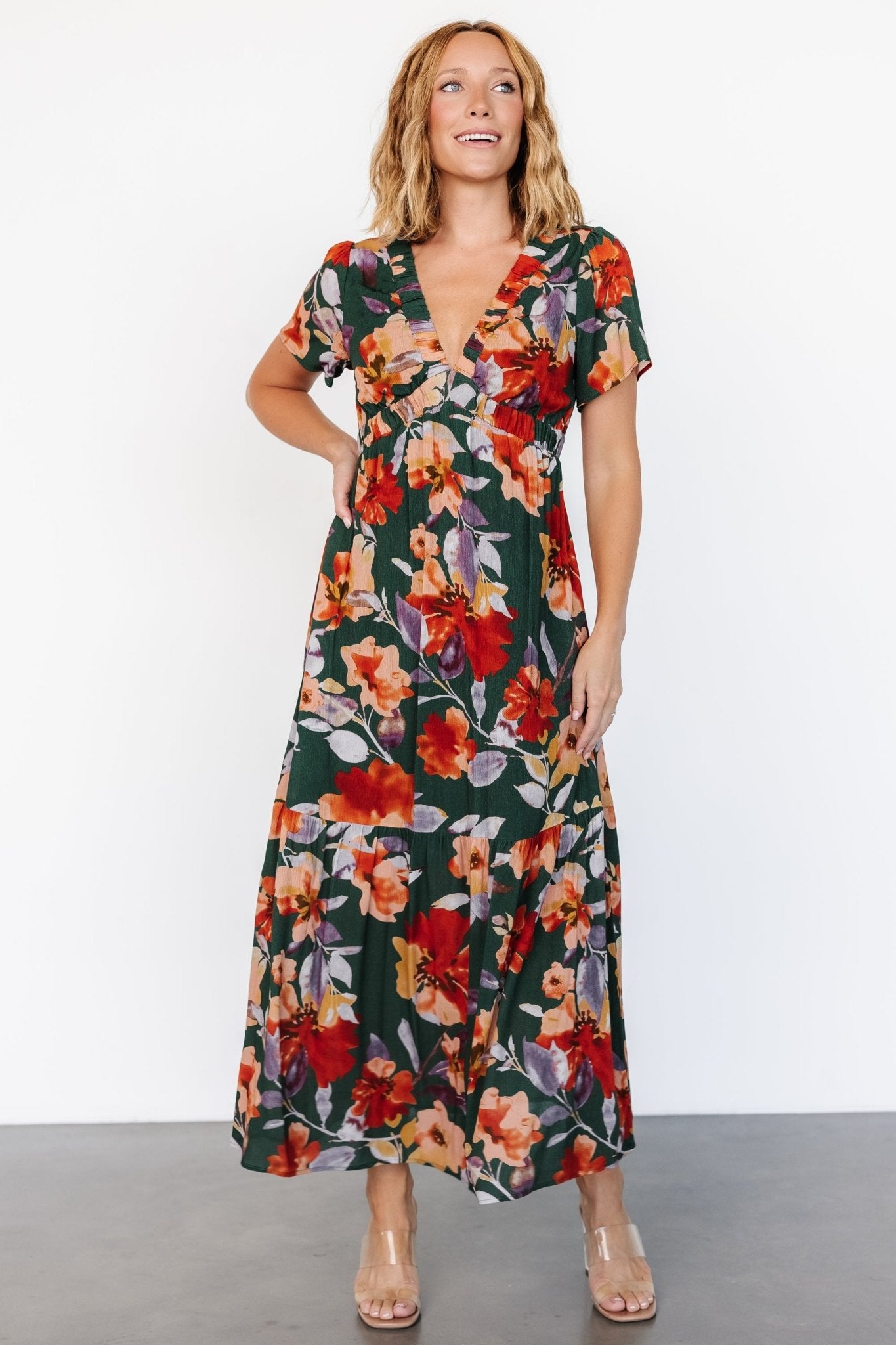 Baltic Born Cassie Floral Maxi Dress with Pockets | Dark Green