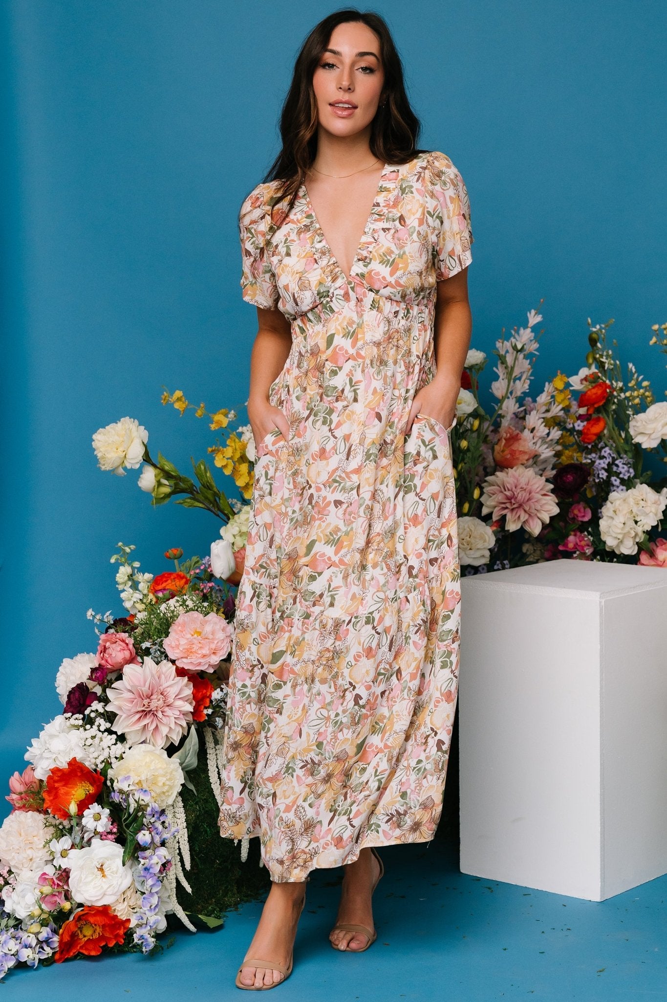 Baltic Born Cassie Floral Short Sleeve Maxi Dress with Pockets