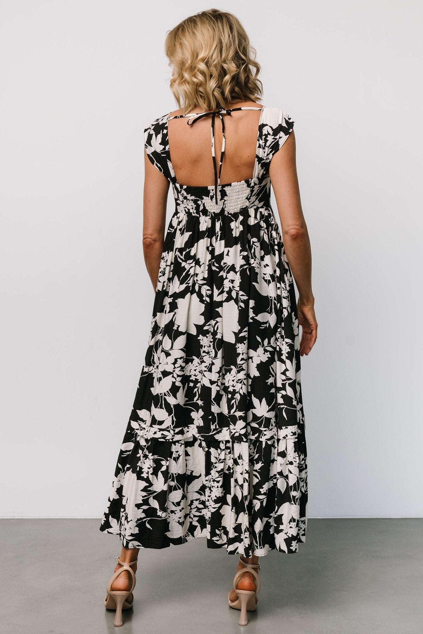 Baltic Born Black Ivory Floral Maxi Dress with Pockets