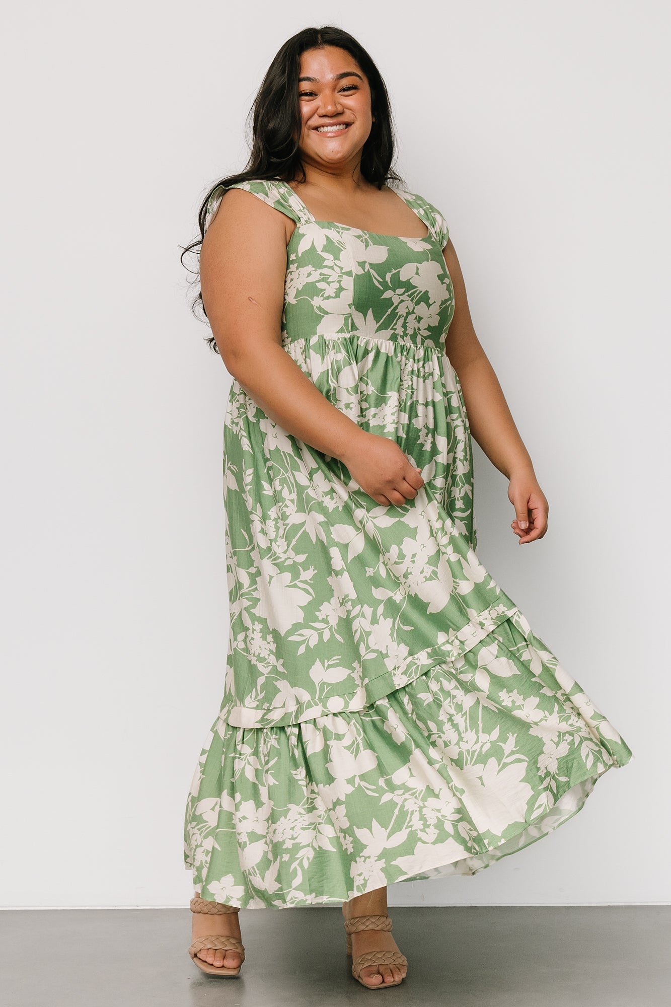Baltic Born Green Floral Maxi Dress with Pockets & Empire Waist